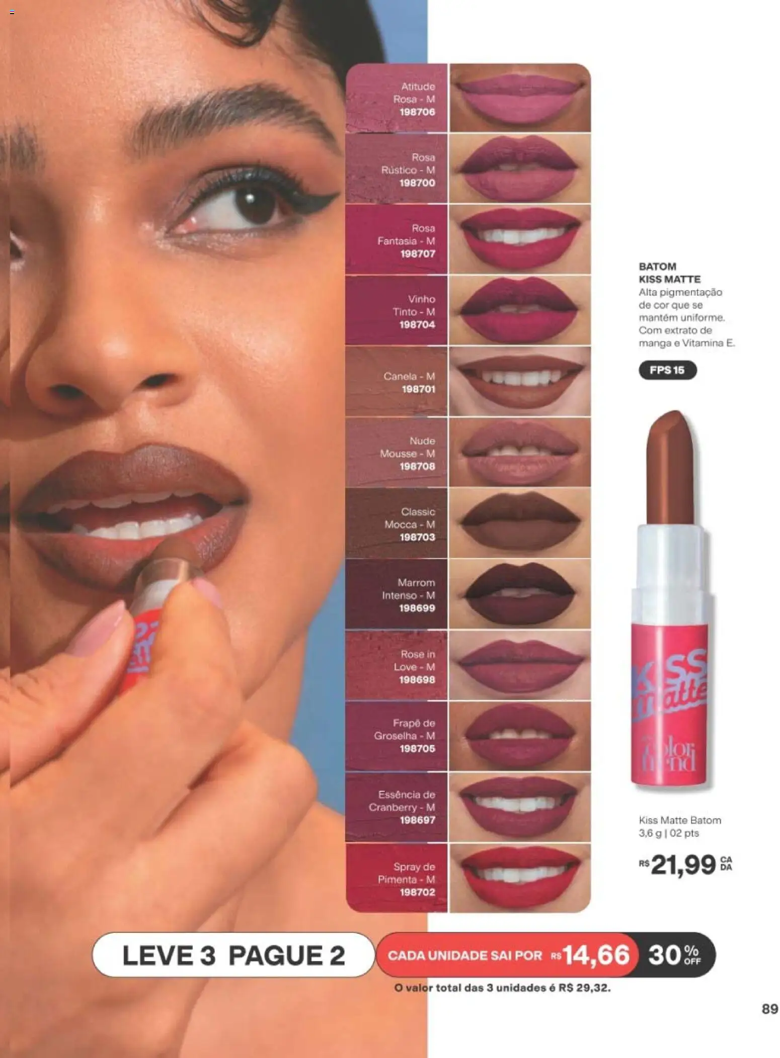 Avon Folheto - válido de 29/06/2026 | Página: 89 | Produtos: Mousse, Batom, Fantasia, Canela