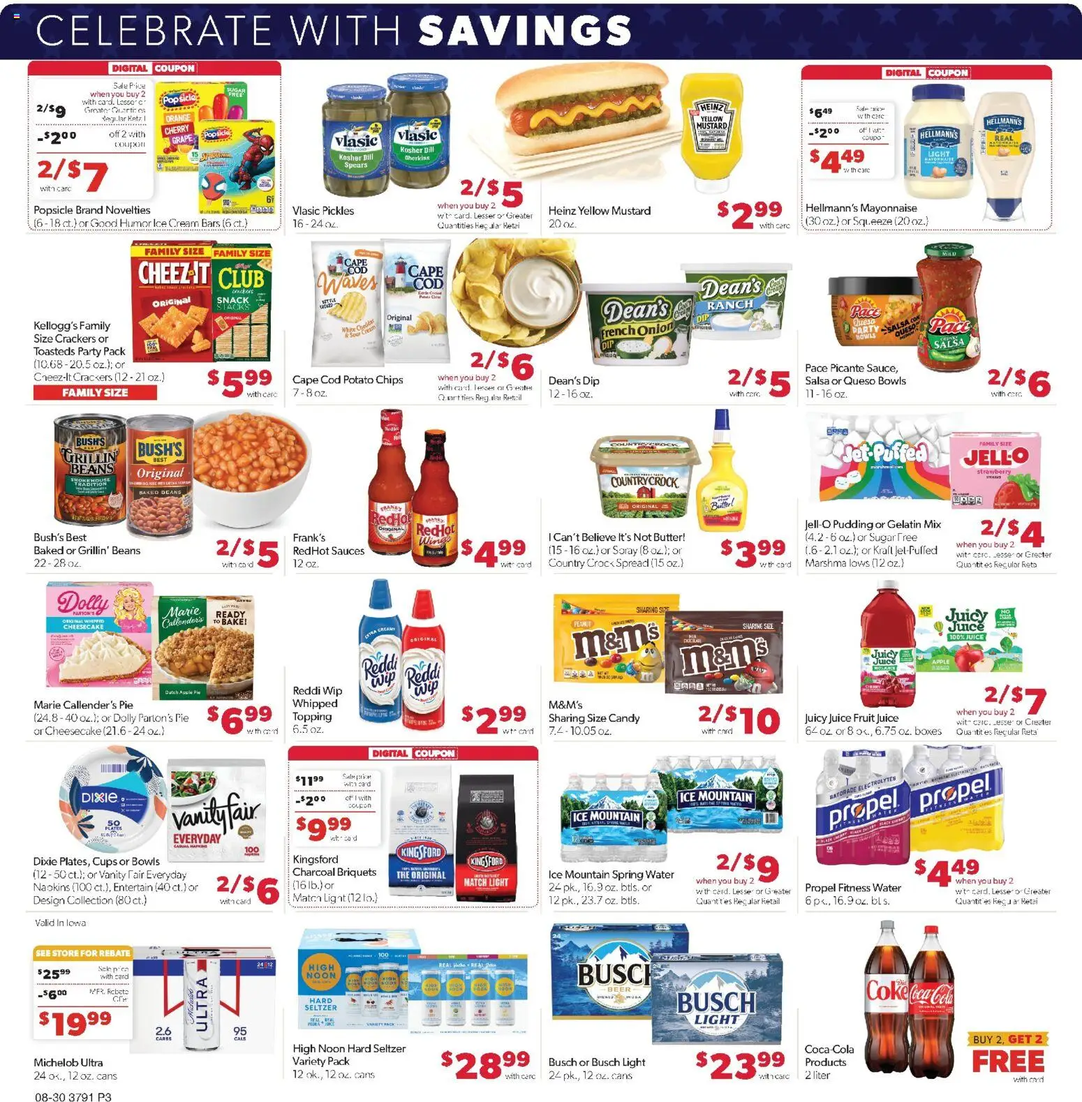 Family Fare Weekly Ad - IA - valid from 08/30/2026 | Page: 3 | Products: Charcoal, Potato chips, Chips, Sugar