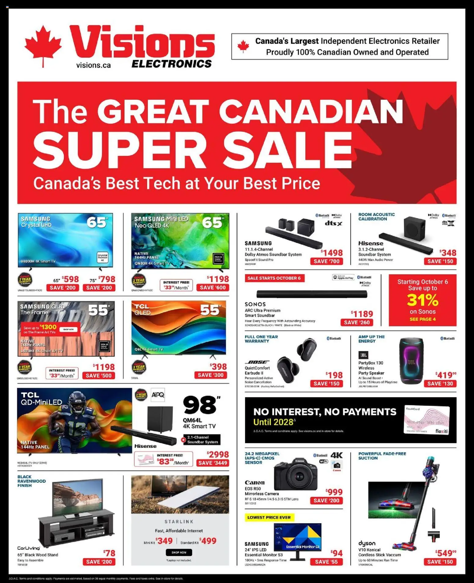 Visions flyer valid from Oct 2, 2026 | Page: 1 | Products: Monitor, Camera, Speaker, Soundbar