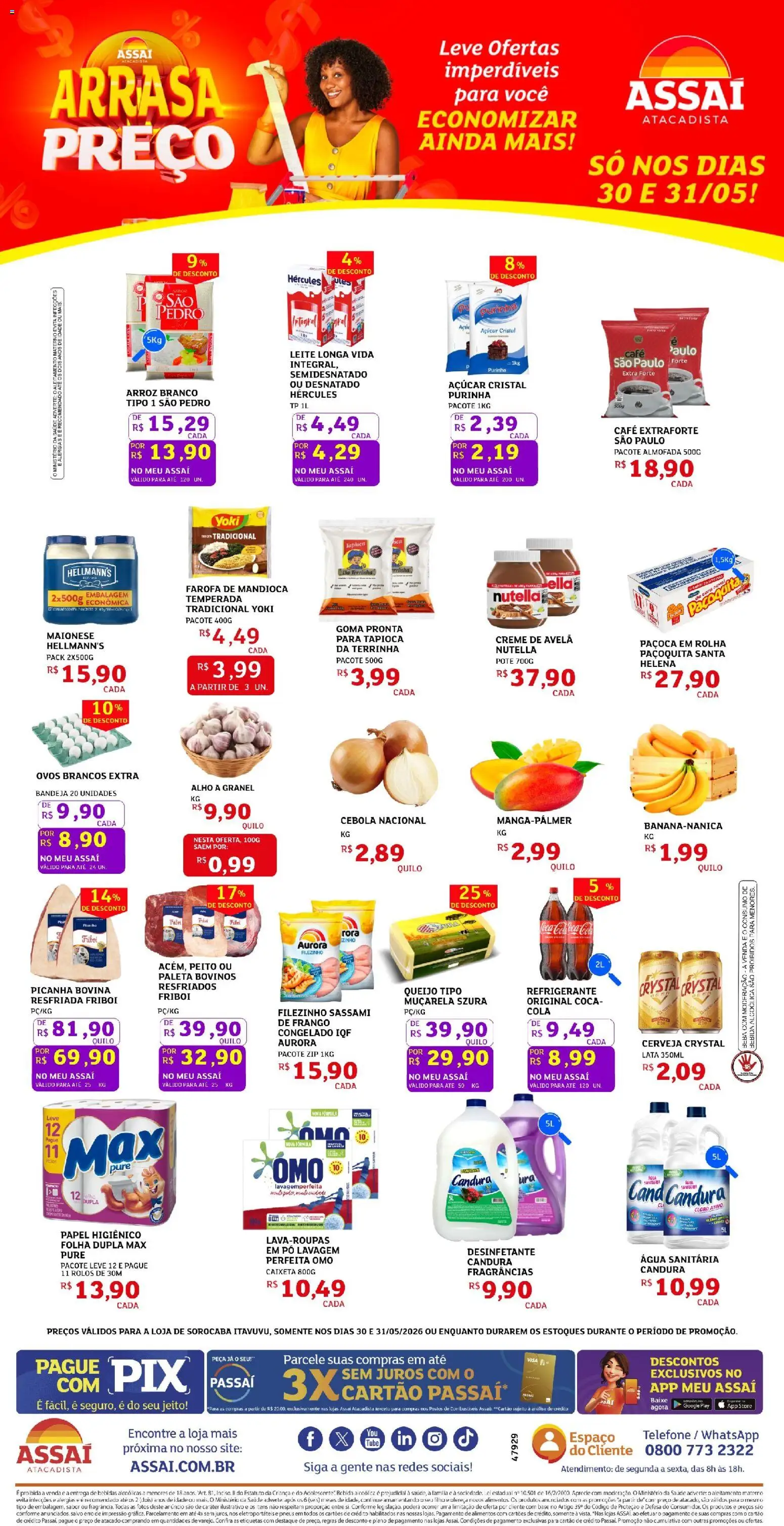 Assaí Atacadista Folheto - válido de 30.05.2026 | Página: 1 | Produtos: Picanha, Pneus, Bebida, Farofa