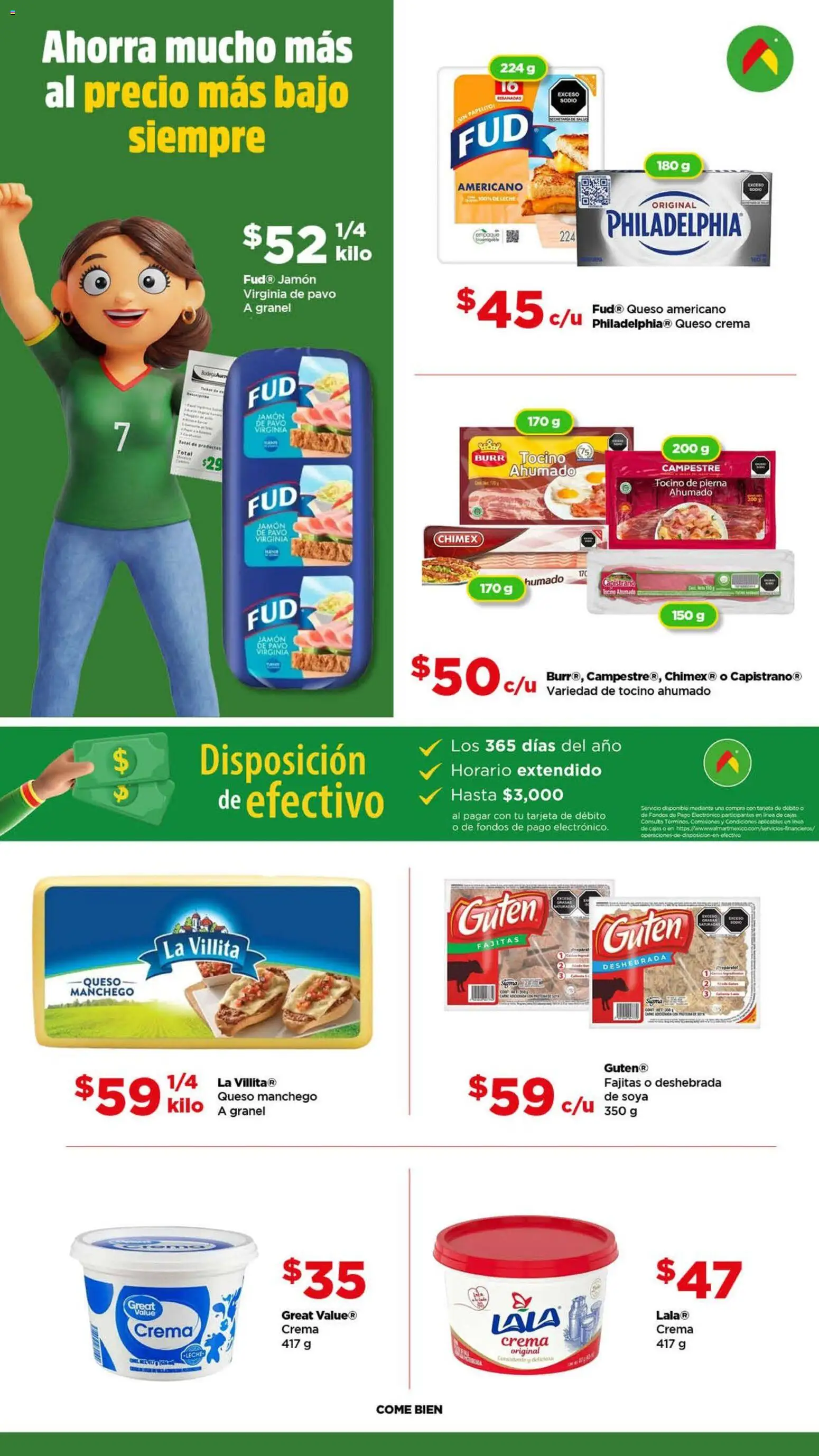 Nuevas ofertas de Bodega Aurrerá válidas en toda la República Mexicana desde el 22.04.2026. ¡Encuentra las mejores ofertas en Bodega Aurrerá folleto! | Página: 5 | Productos: Tocino, Queso crema, Crema, Jamón