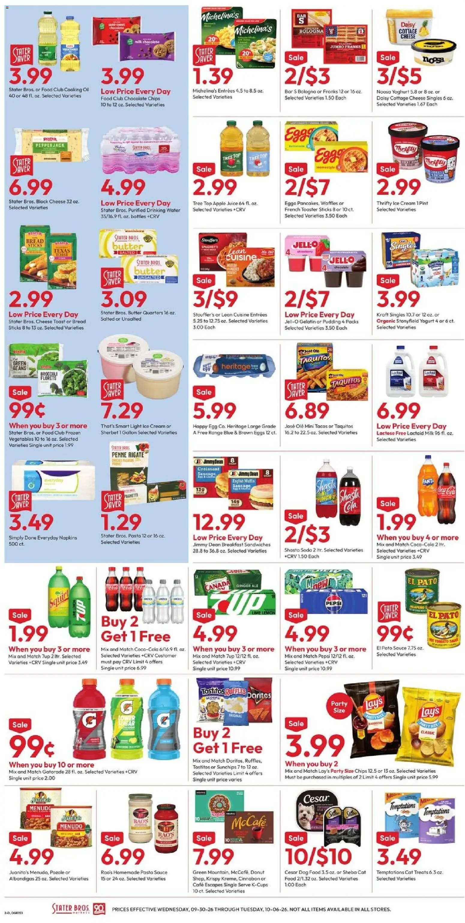 Stater Bros Weekly Ad - valid from 09/30/2026 | Page: 2 | Products: Eggs, Sauce, Pudding, Fanta