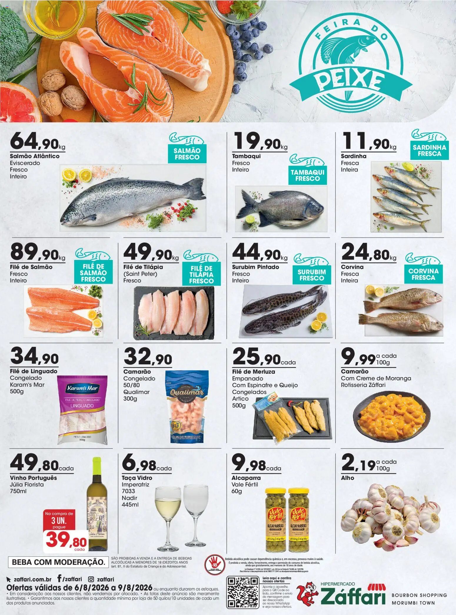 Zaffari Folheto - válido de 06/08/2026 | Página: 1 | Produtos: Salmão, Alcaparra, Creme, Bebida
