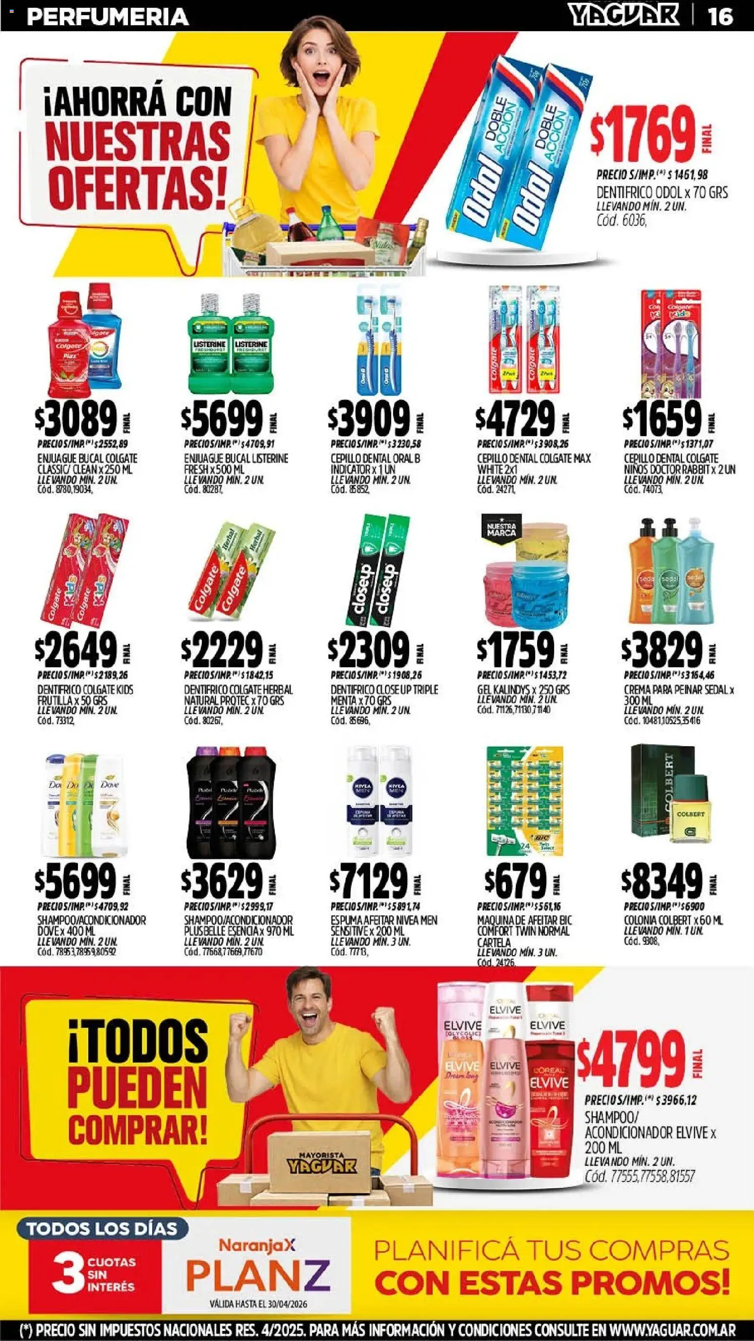 Yaguar - Oferta Semanal Jujuy │ válido desde el 11.05.2026 | Página: 16 | Productos: Maquina de afeitar, Acondicionador, Enjuague bucal, Espuma