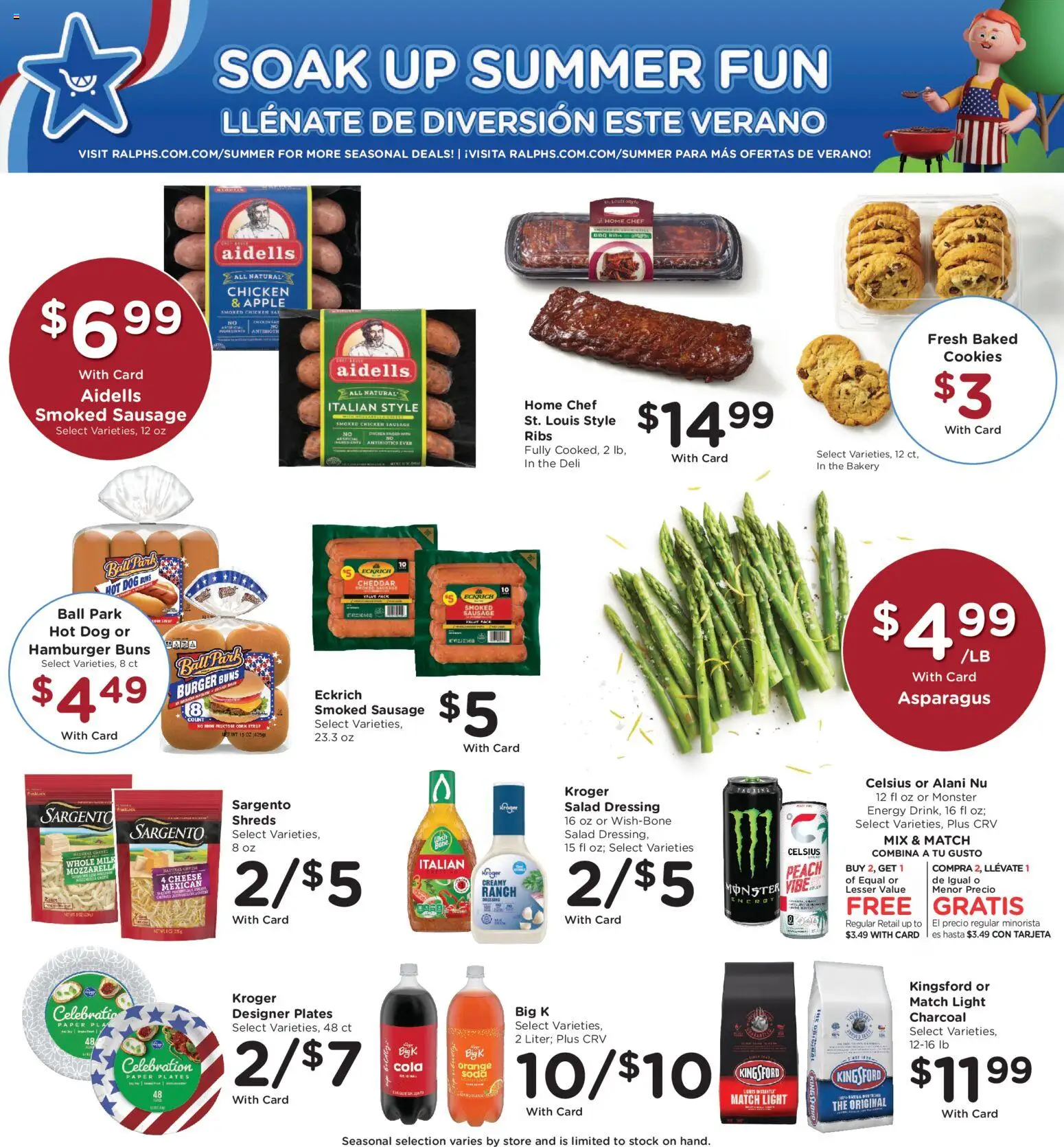 Ralphs Weekly Ad - valid from 07/22/2026 | Page: 8 | Products: Corn, Asparagus, Milk, Salad