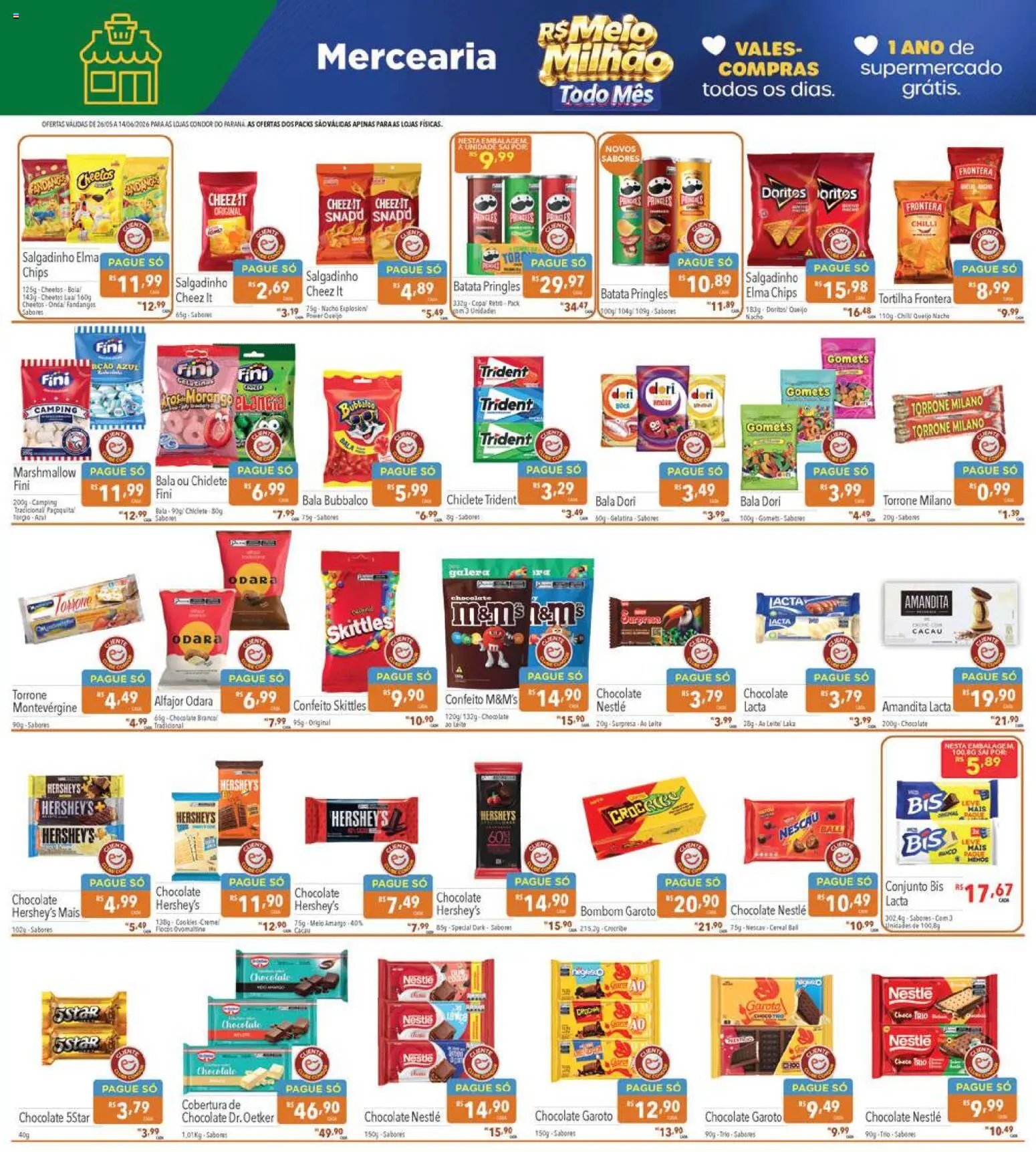 Supermercados Condor Folheto - válido de 26.05.2026 | Página: 9 | Produtos: Nescau, Batata, Chiclete, Gelatina