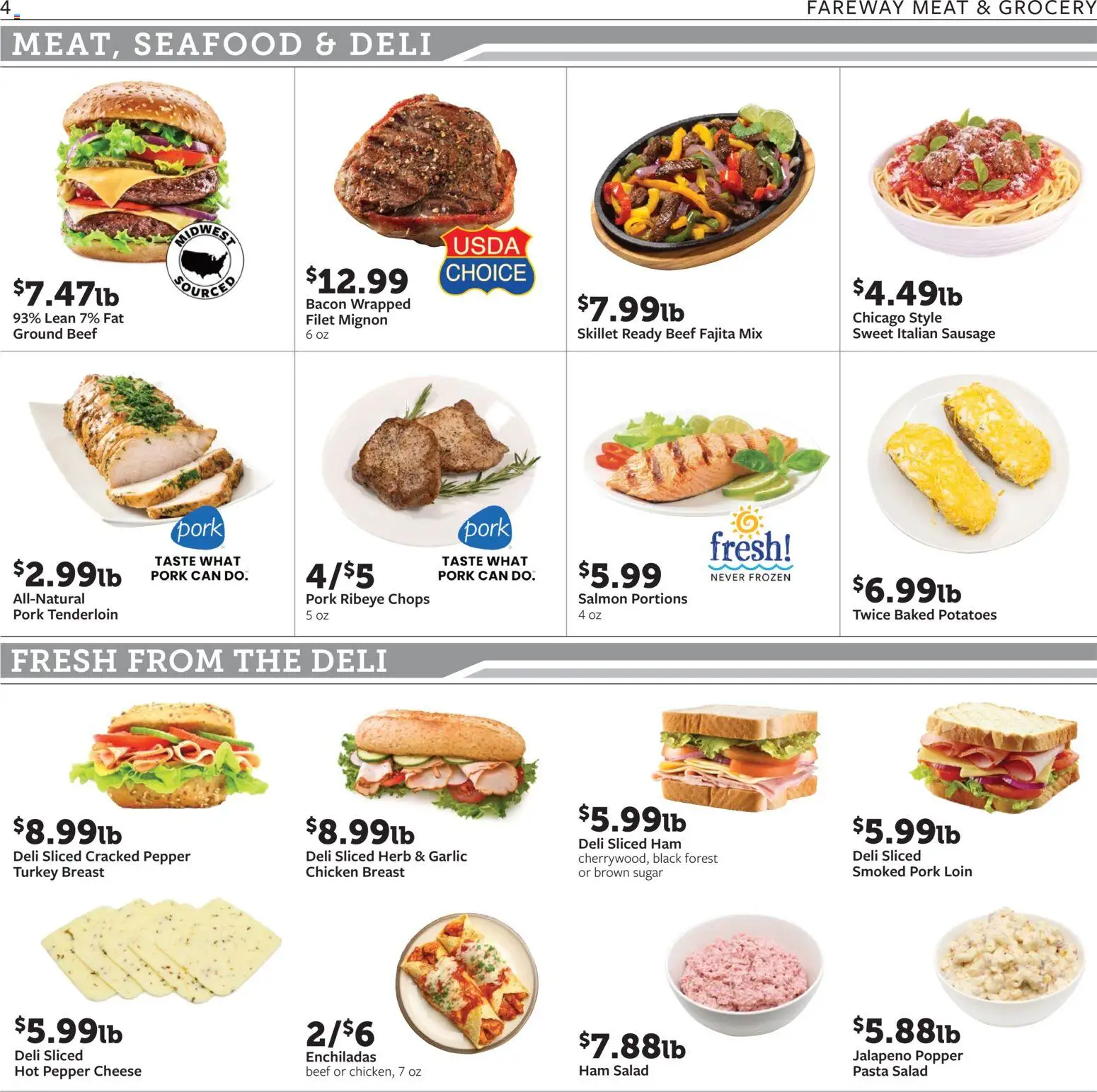 Fareway Weekly Ad - valid from 09/28/2026 | Page: 4 | Products: Skillet, Meat, Pepper, Seafood