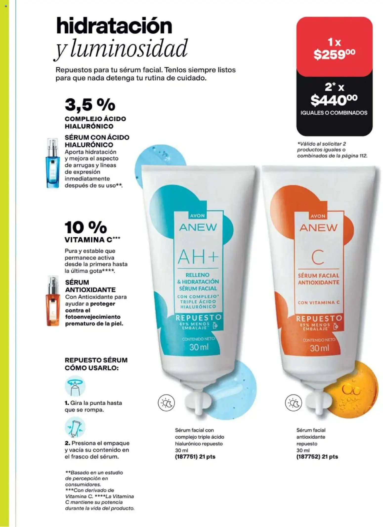 Nuevas ofertas de AVON válidas en toda la República Mexicana desde el 21/08/2026. ¡Encuentra las mejores ofertas en AVON campaña 13 2026! | Página: 109 | Productos: Serum, Frasco