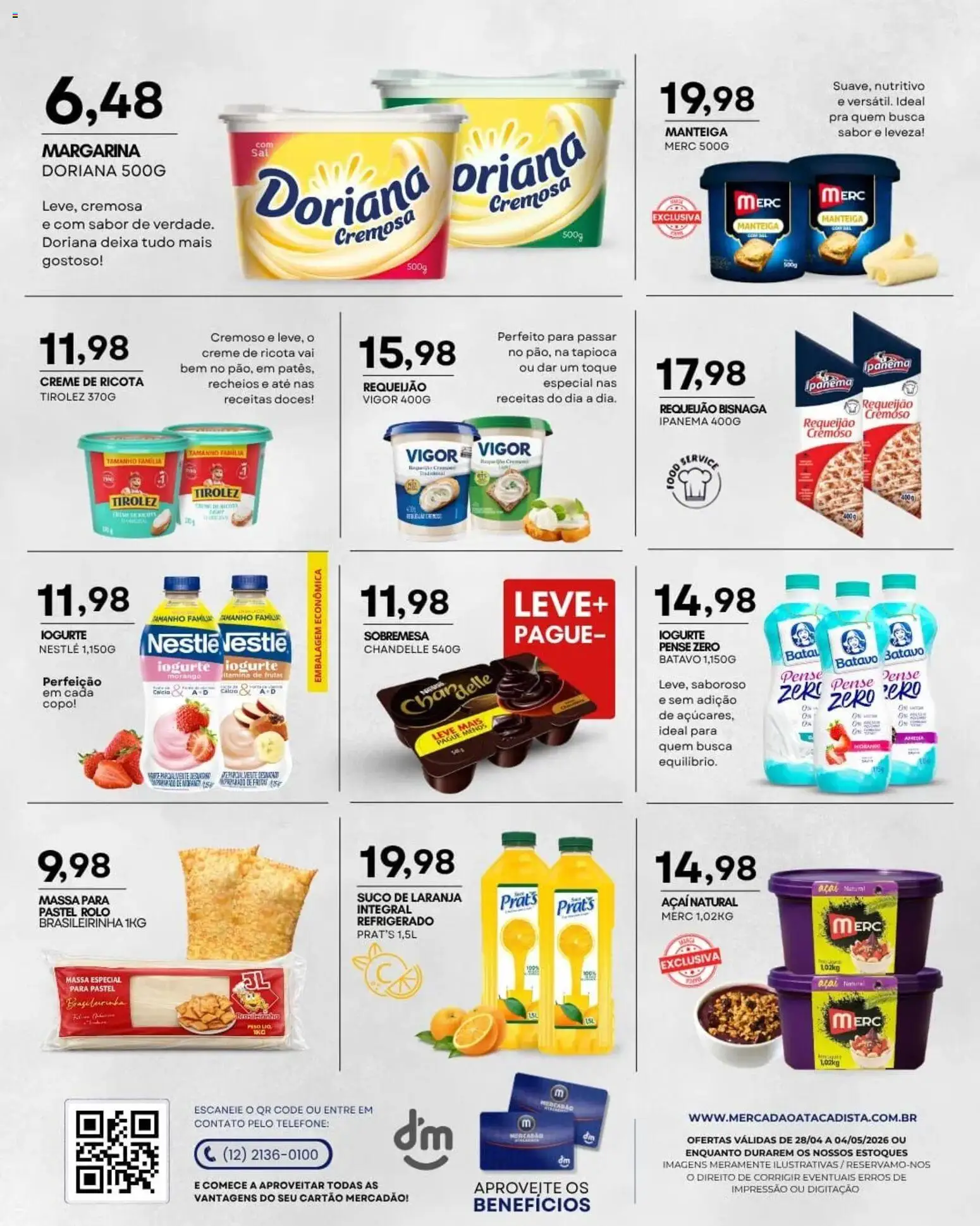 Mercadão Atacadista Folheto - válido de 28.04.2026 | Página: 8 | Produtos: Doriana, Creme, Requeijão, Açaí