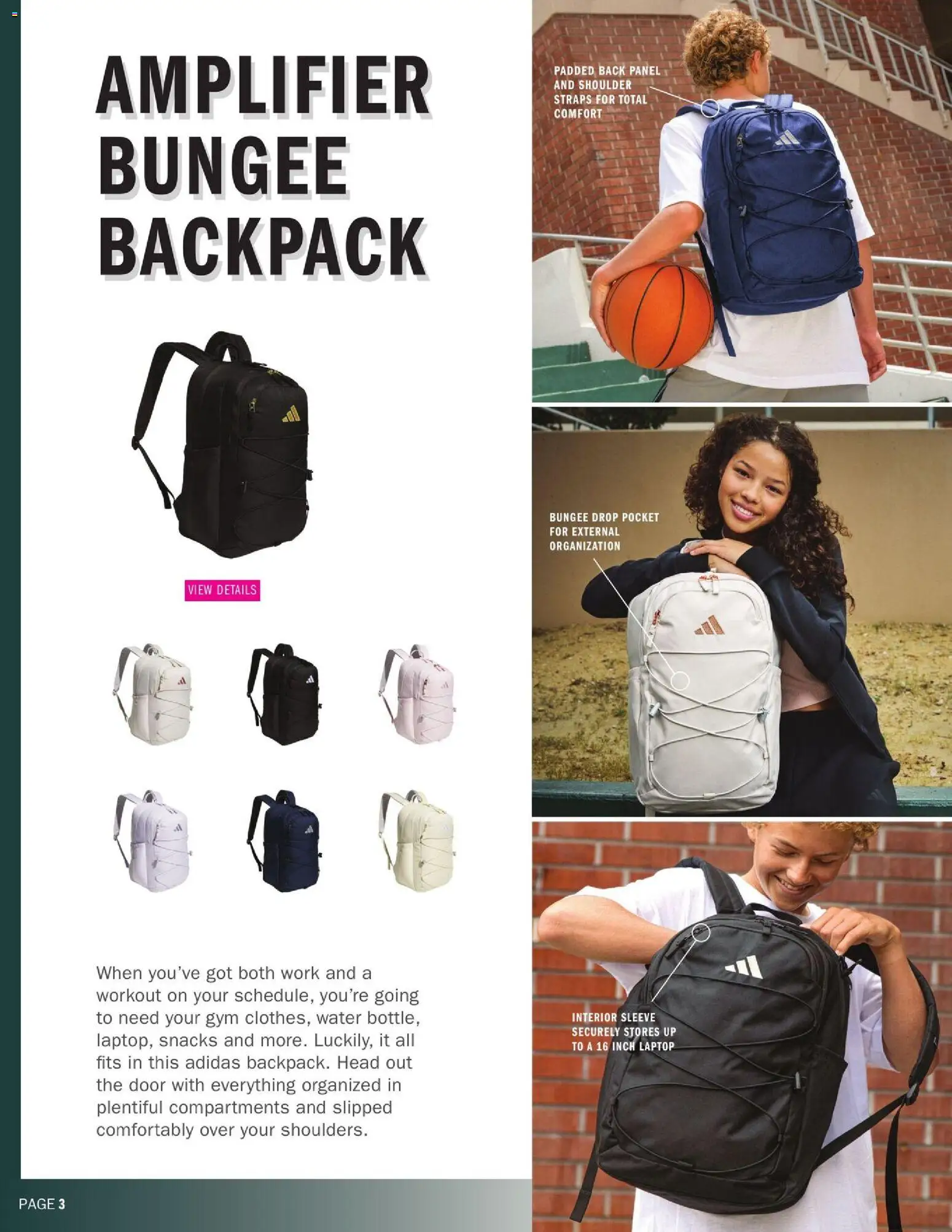 Dunham's Sports Adidas Back-To-School Backpack & Lunch Kit Guide - valid from 07/16/2026 | Page: 3 | Products: Water, Amplifier, Backpack, Laptop