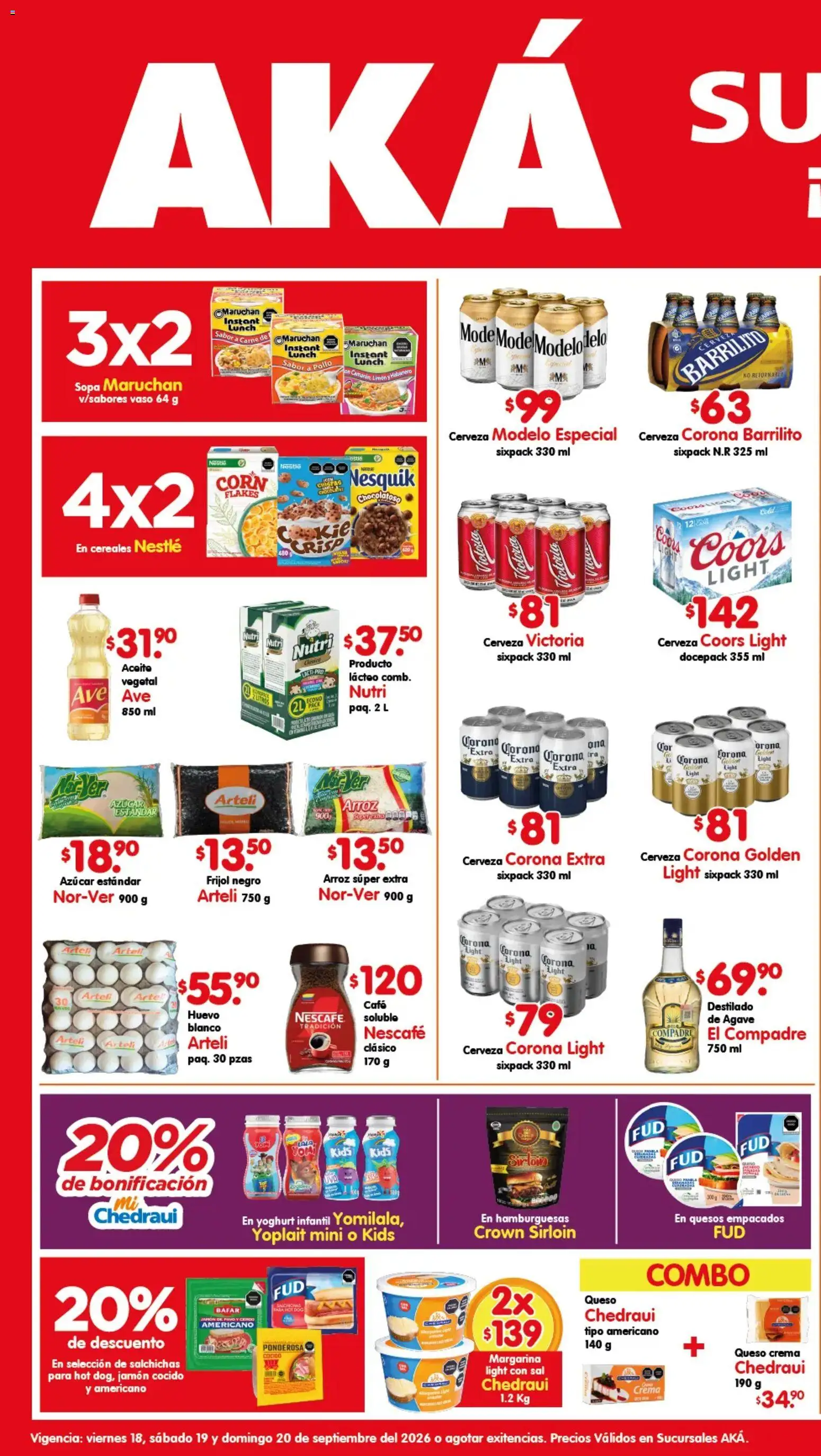 Nuevas ofertas de Arteli válidas en toda la República Mexicana desde el 18/09/2026. ¡Encuentra las mejores ofertas en Arteli folleto Aká Superbodegas! | Página: 1 | Productos: Sal, Jamón, Arroz, Cereales