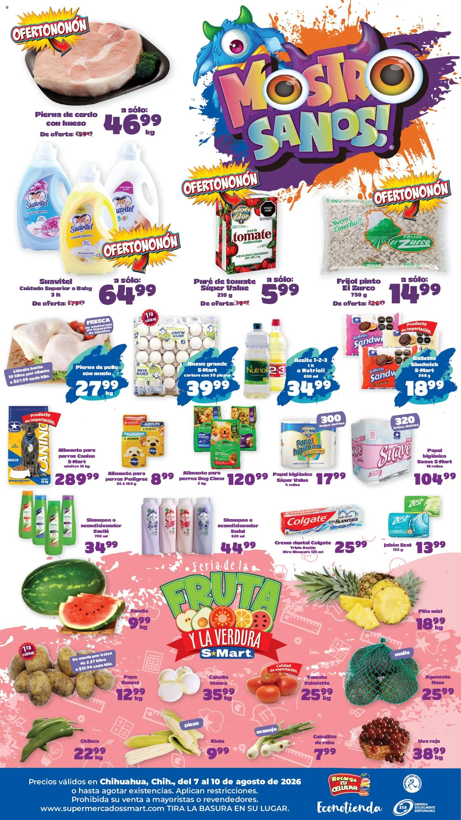 Nuevas ofertas de S-Mart válidas en toda la República Mexicana desde el 07/08/2026. ¡Encuentra las mejores ofertas en S-Mart folleto! | Página: 2 | Productos: Papa, Cerdo, Papel higiénico, Malla
