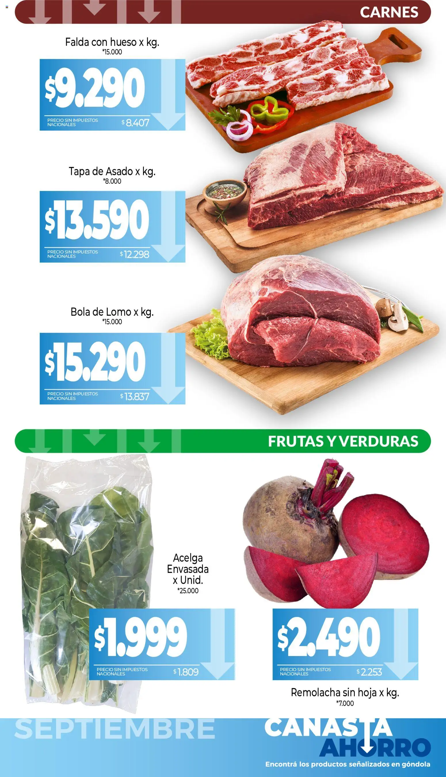 La Anonima - Canasta Ahorro │ válido desde el 01/09/2026 | Página: 2 | Productos: Lomo, Falda, Acelga, Canasta