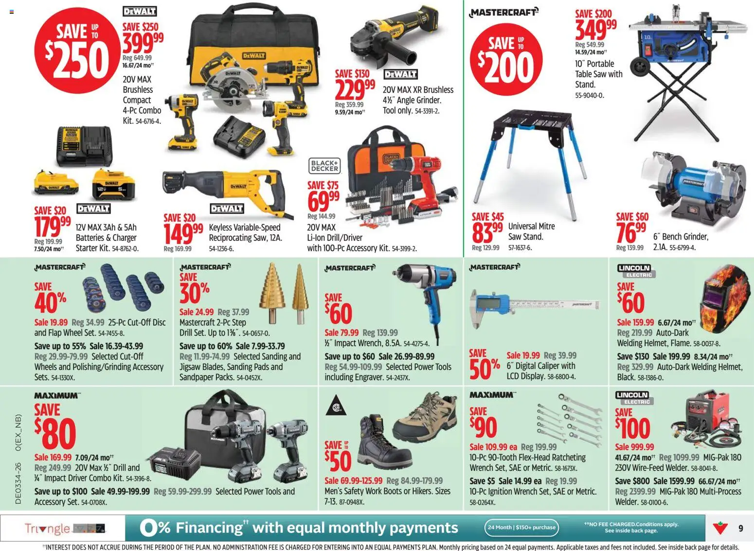 Canadian Tire flyer valid from Aug 20, 2026 | Page: 9 | Products: Jigsaw, Boots, Batteries, Table