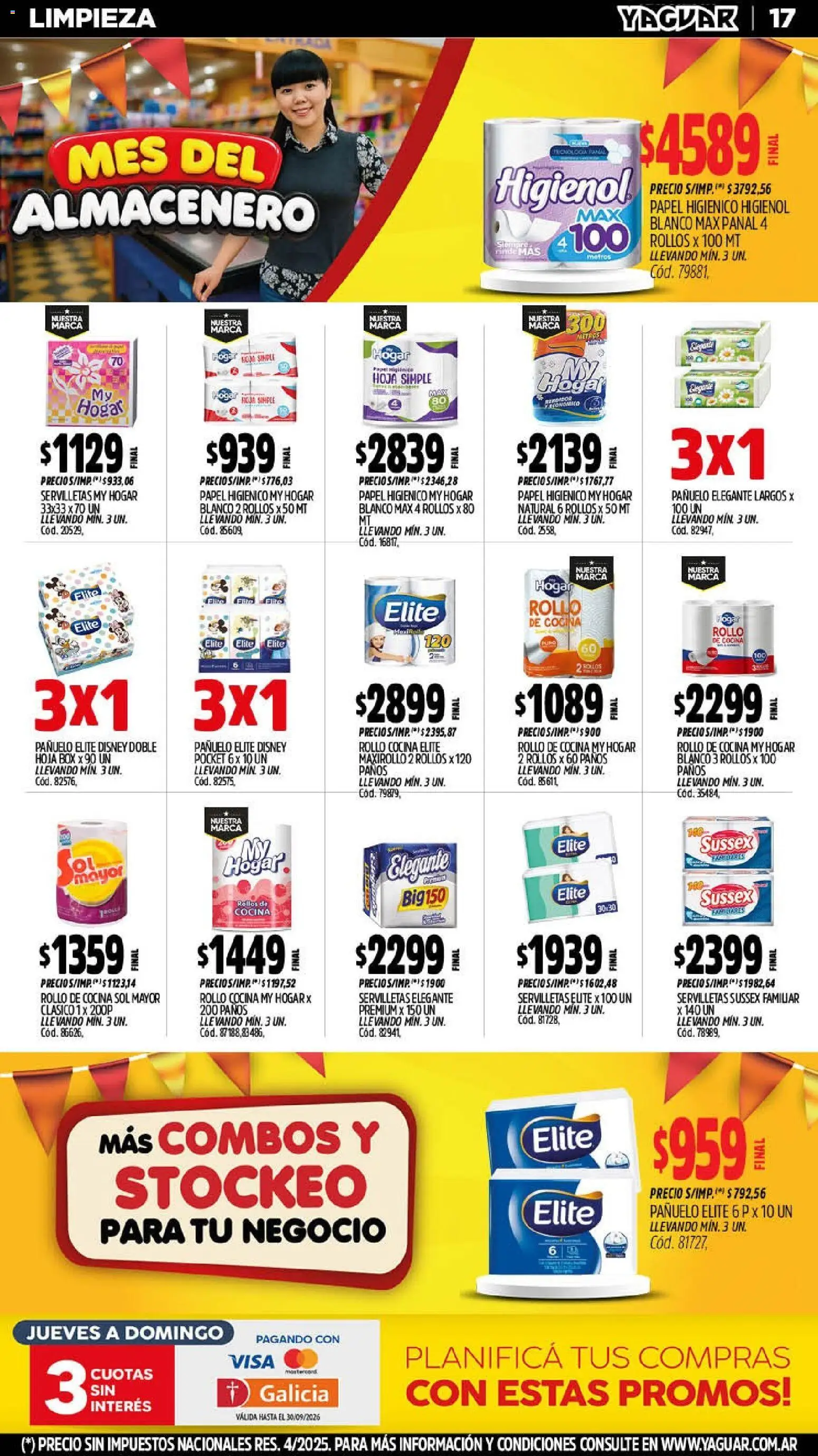 Yaguar - Oferta Semanal San Juan │ válido desde el 07/09/2026 | Página: 17 | Productos: Papel higiénico, Pañuelo, Servilletas, Rollos de cocina