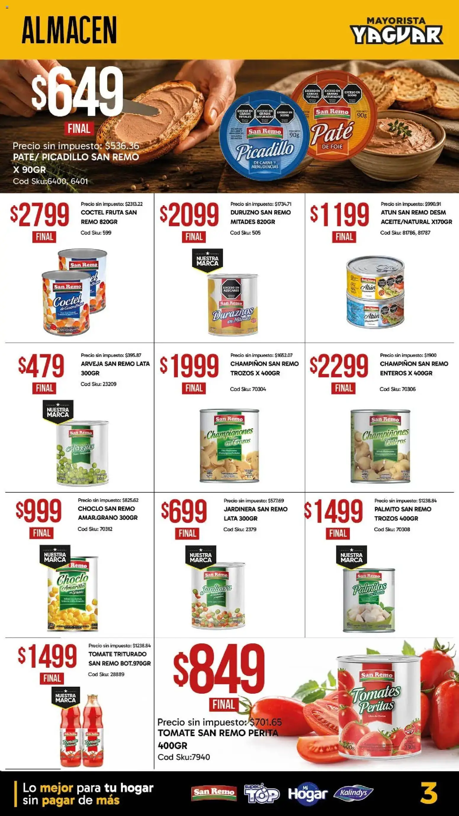 Yaguar - Nuestras marcas Parque Chacabuco │ válido desde el 31/08/2026 | Página: 3 | Productos: Carne, Atún, Tomate, Palmitos
