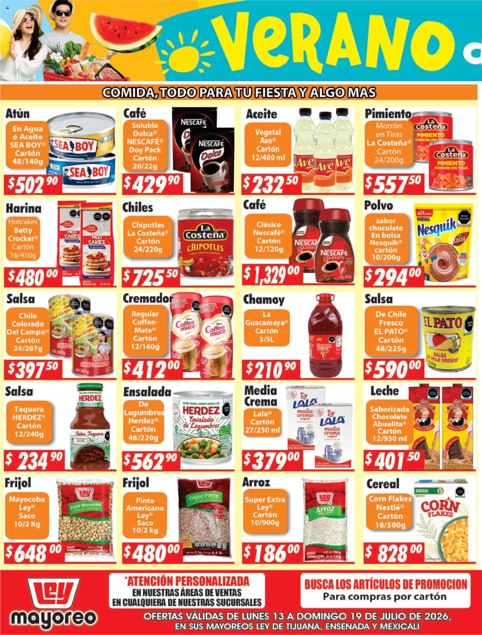 Nuevas ofertas de Casa Ley válidas en toda la República Mexicana desde el 13/07/2026. ¡Encuentra las mejores ofertas en Casa Ley folleto Frontera! | Página: 3 | Productos: Harina, Agua, Leche, Arroz