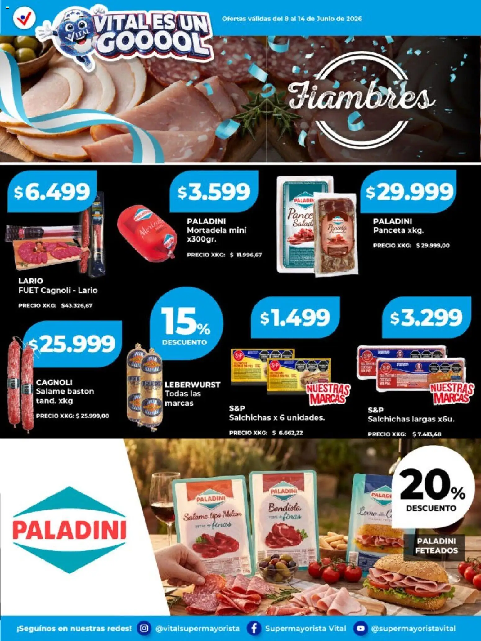 Vital - Especial de frescos │ válido desde el 08.06.2026 | Página: 8 | Productos: Mortadela, Panceta, Salame