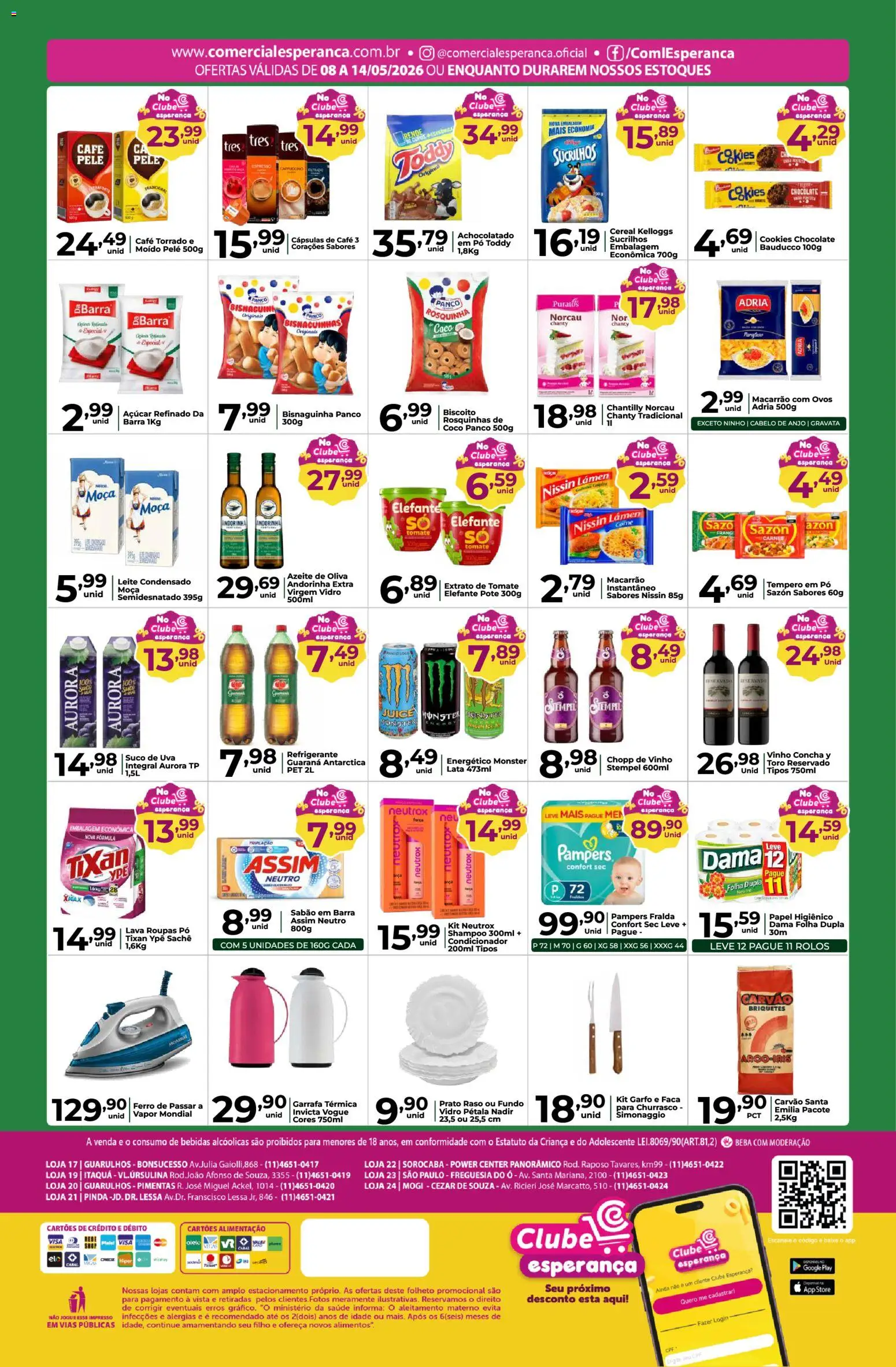 Comercial Esperança Folheto - válido de 08.05.2026 | Página: 2 | Produtos: Sabão, Roupas, Refrigerante, Monster