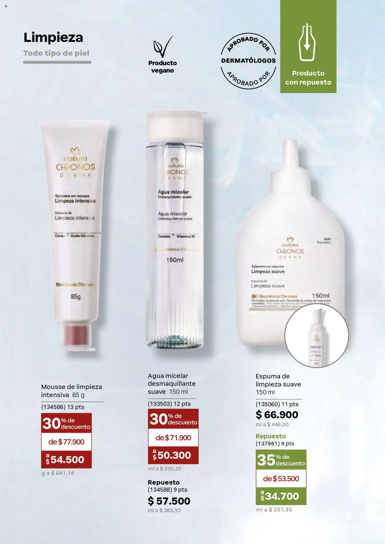 Natura revista - valida desde el 08.04.2026 | Página: 112 | Productos: Agua, Agua micelar, Espuma, Desmaquillante