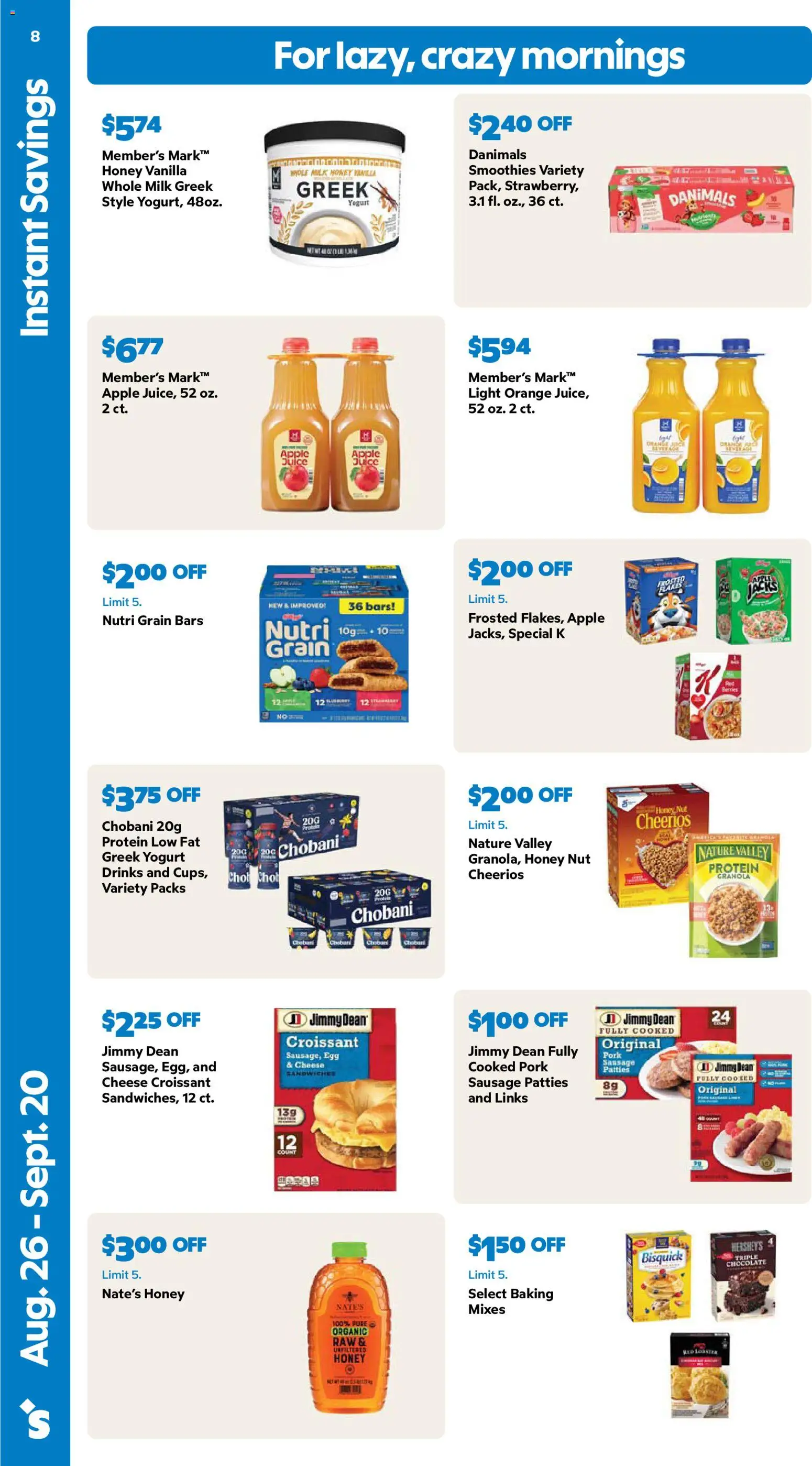 Sam's Club Weekly Ad - valid from 08/26/2026 | Page: 8 | Products: Honey, Chocolate, Juice, Vanilla