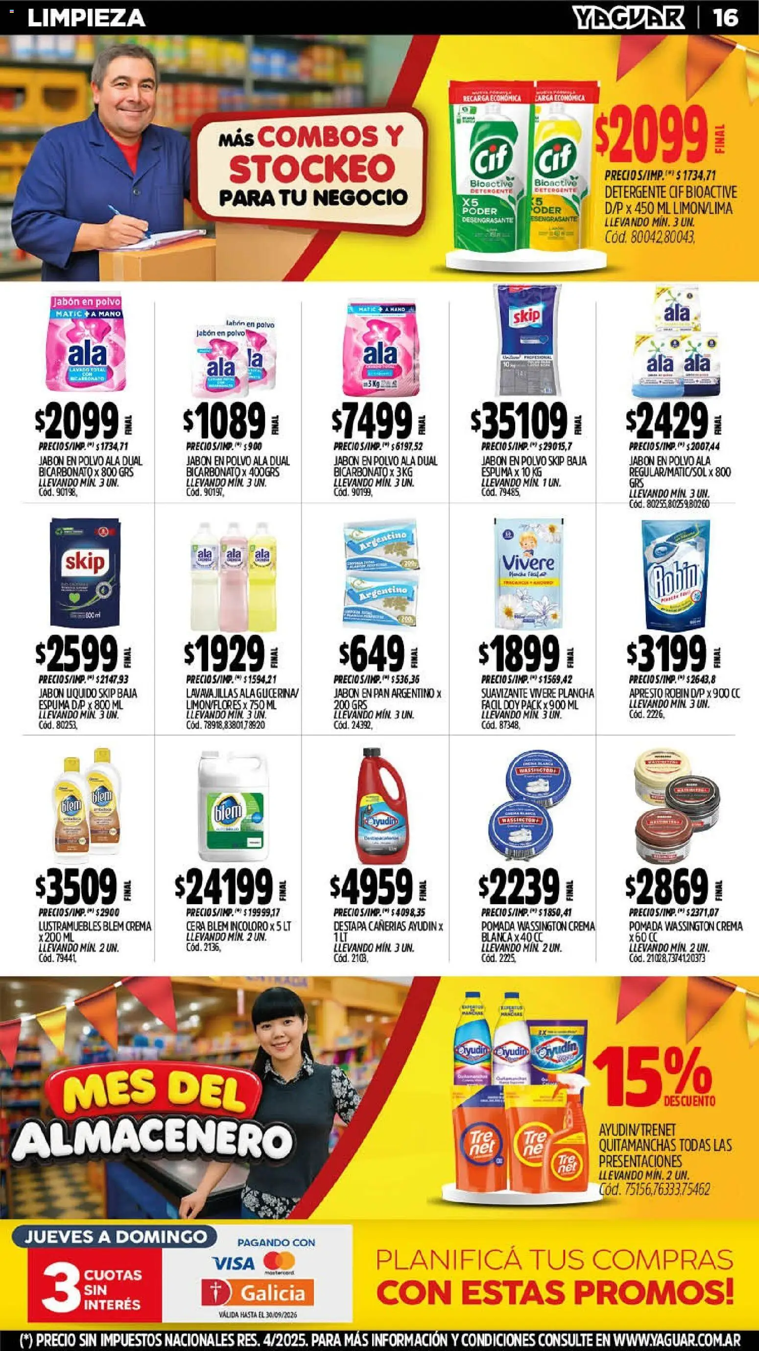 Yaguar - Oferta Semanal Neuquen │ válido desde el 07/09/2026 | Página: 16 | Productos: Pomada, Jabón líquido, Quitamanchas, Plancha
