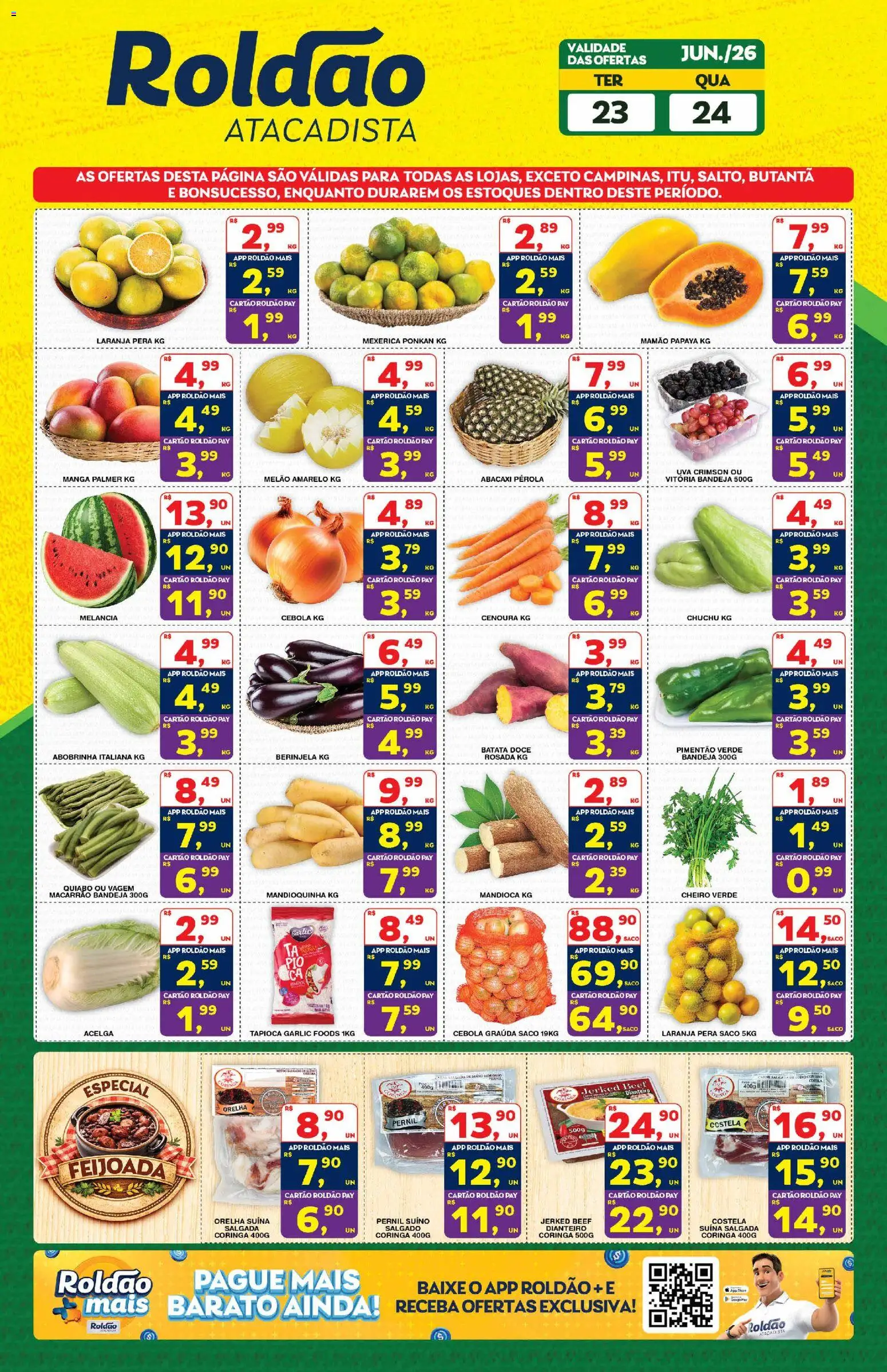 Roldão Folheto - válido de 23/06/2026 | Página: 2 | Produtos: Pimentão, Quiabo, Vagem, Cenoura