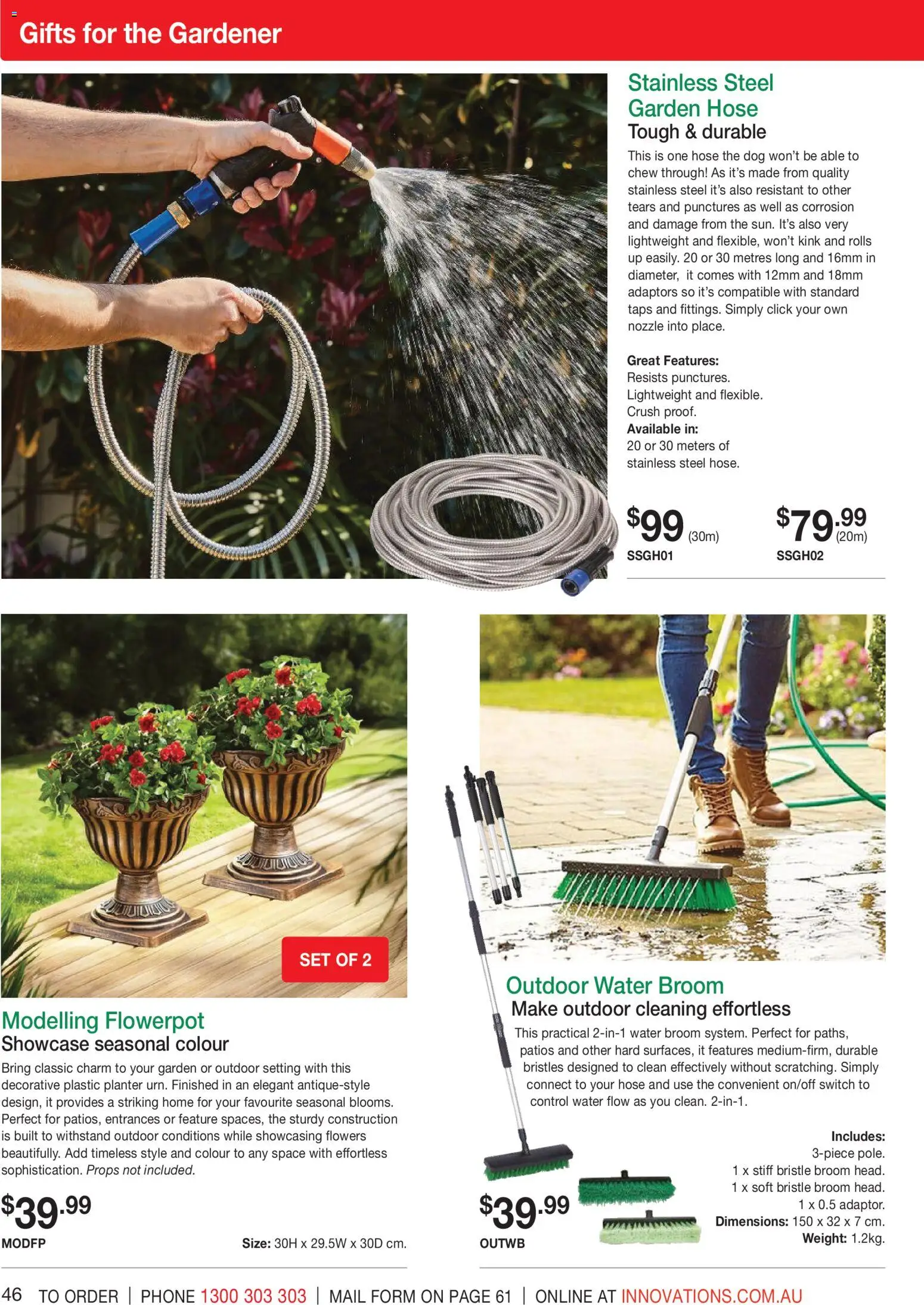 Innovations catalogue - valid from 23/09/2026 | Page: 46 | Products: Garden hose, Flowers, Phone, Broom