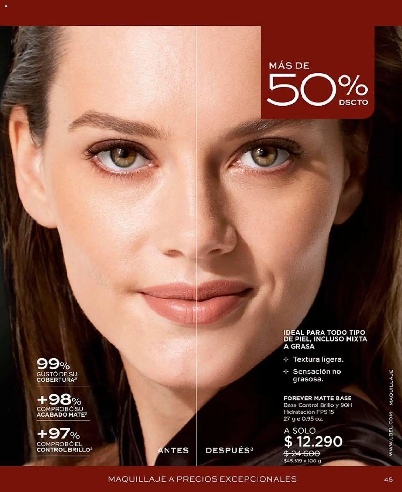 Catálogo L'Bel Campaña 15 │ válido desde el 06.09.2026 | Página: 45 | Productos: Brillo, Maquillaje, Base