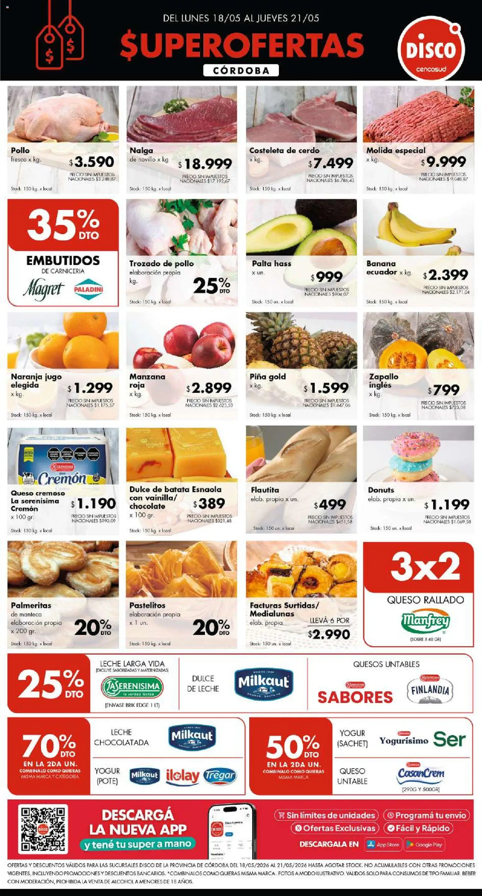 Disco - FERIA DE FRESCOS CORDOBA │ válido desde el 17.05.2026 | Página: 1 | Productos: Disco, Banana, Palta, Piña