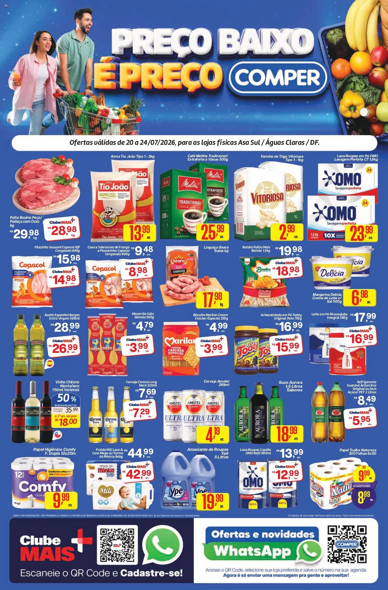 Comper Folheto - válido de 20/07/2026 | Página: 1 | Produtos: Suco, Roupas, Baixo, Papel higiênico