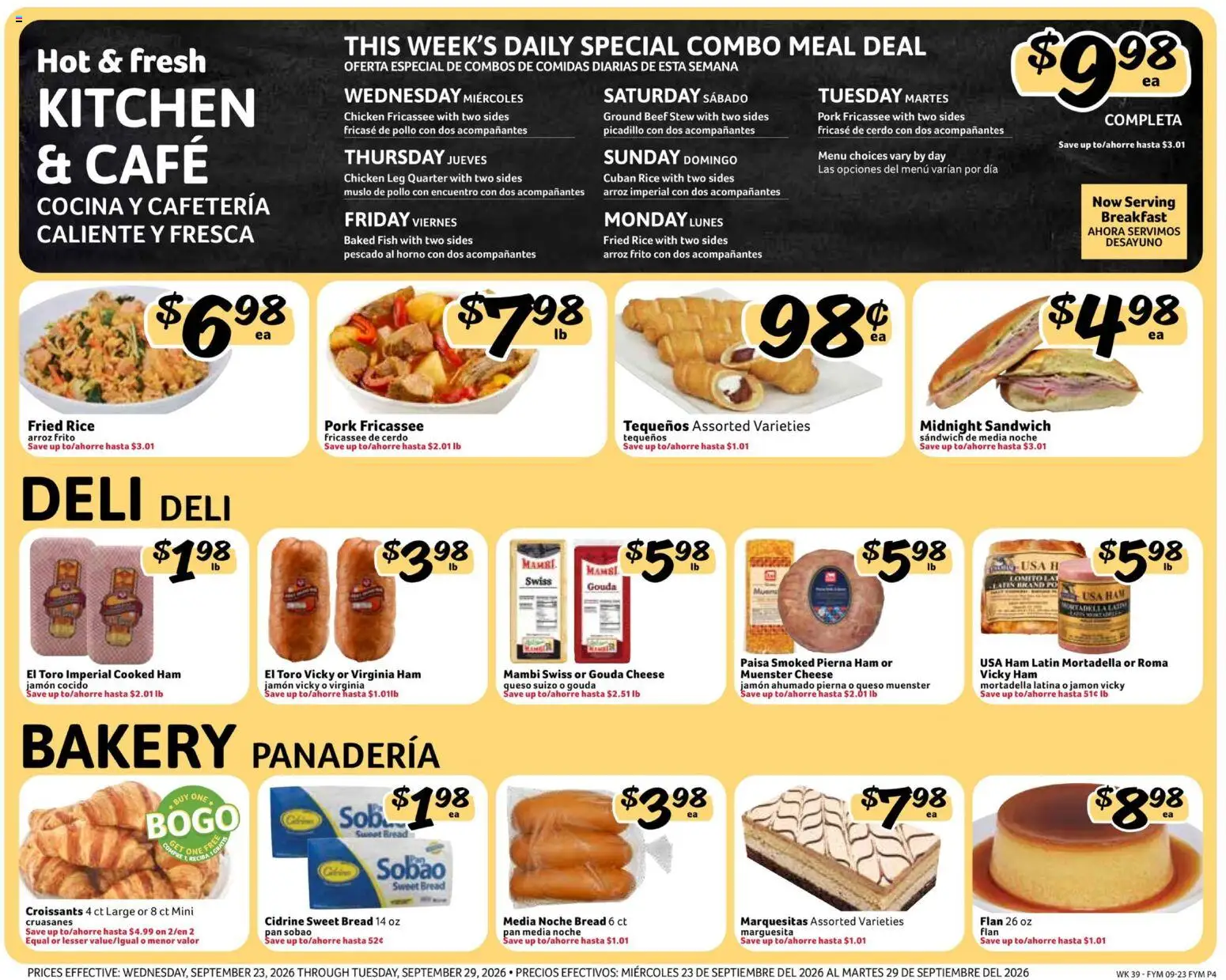 Fresco y Más Weekly Ad - valid from 09/23/2026 | Page: 4 | Products: Pan, Chicken, Bread, Croissants