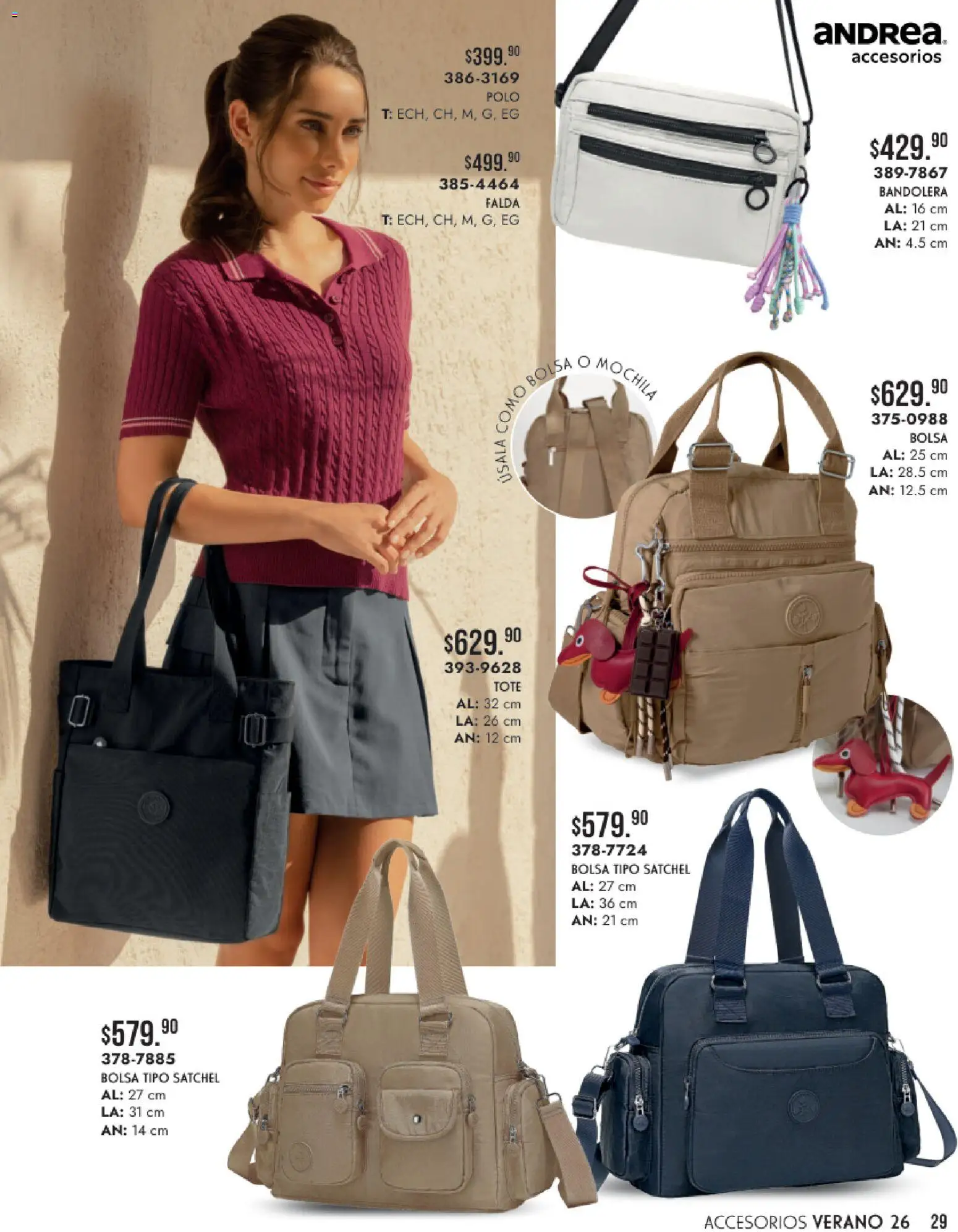 Nuevas ofertas de Andrea válidas en toda la República Mexicana desde el 24/05/2026. ¡Encuentra las mejores ofertas en Andrea catálogo Accesorios para todos! | Página: 29 | Productos: Bolsa, Falda