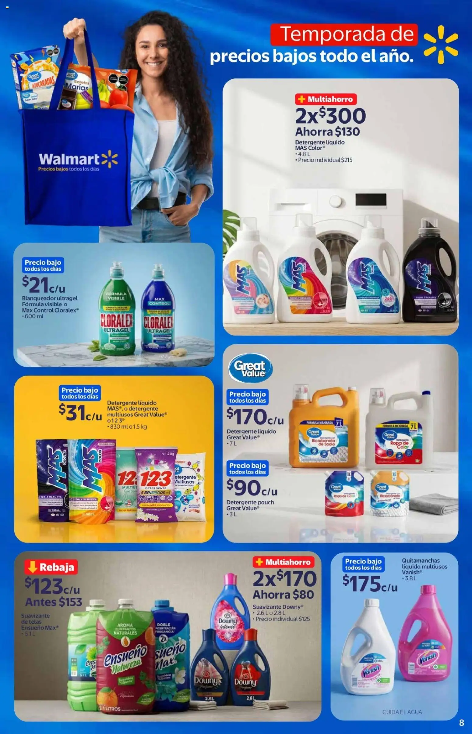 Nuevas ofertas de Walmart válidas en toda la República Mexicana desde el 03/06/2026. ¡Encuentra las mejores ofertas en Walmart folleto! | Página: 8 | Productos: Agua, Galletas, Suavizante, Ropa