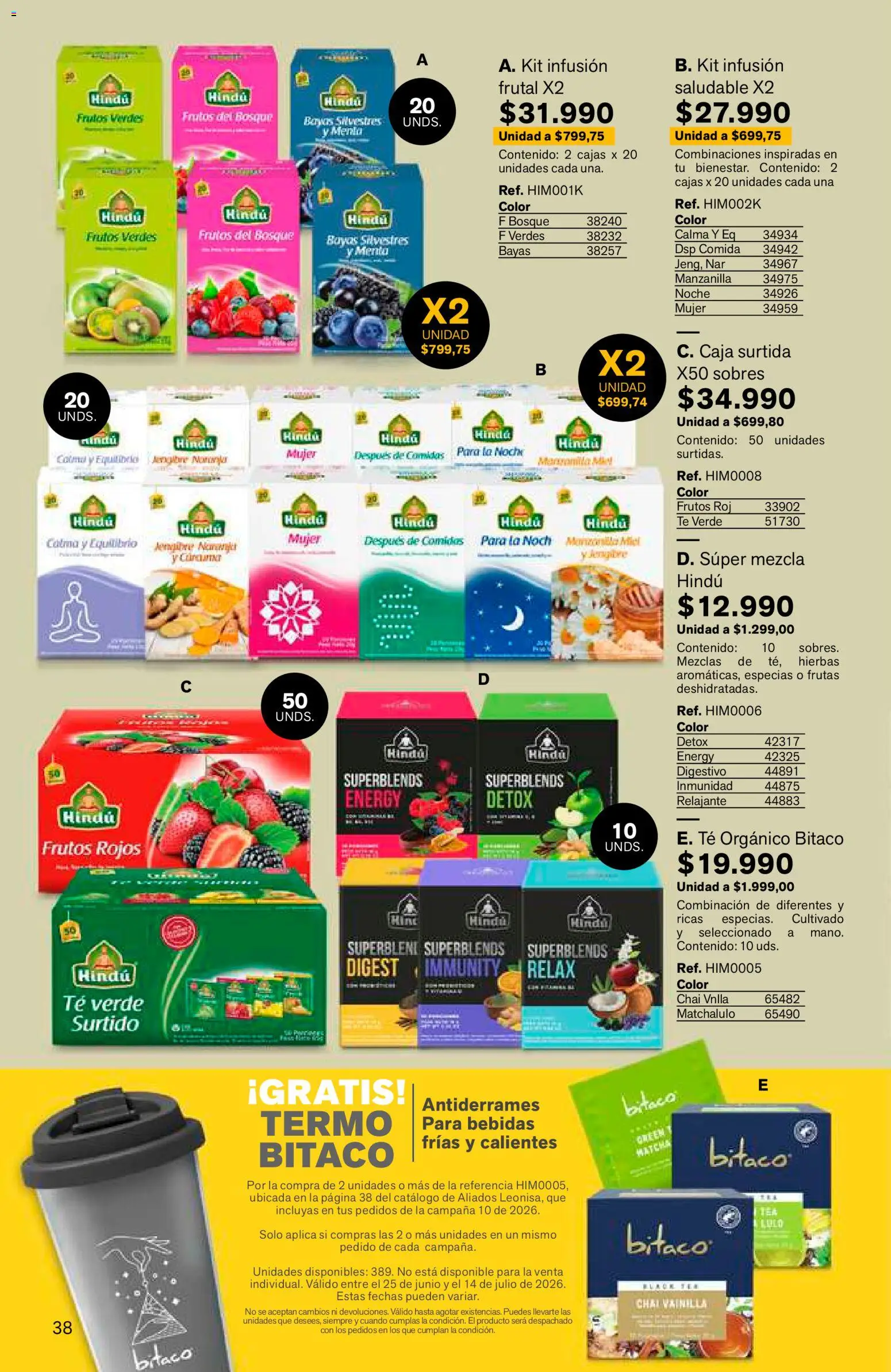 Leonisa revista - valida desde el 25/06/2026 | Página: 38 | Productos: Té, Champaña, Termo, Combinación