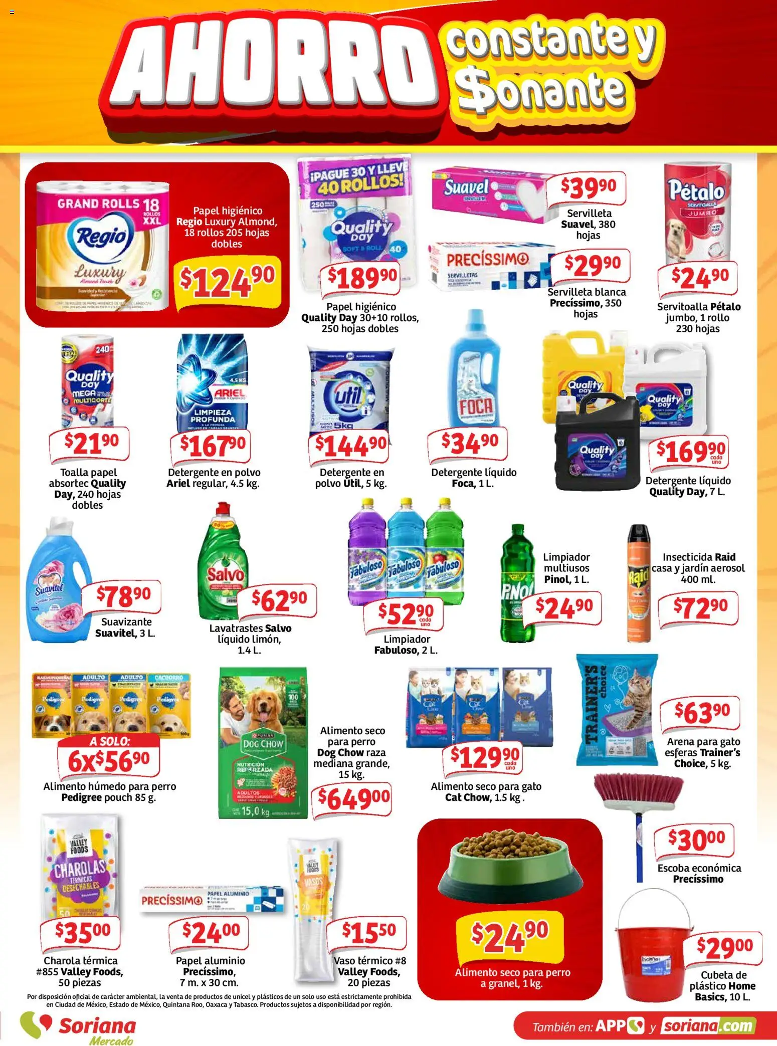 Nuevas ofertas de Soriana válidas en toda la República Mexicana desde el 31/07/2026. ¡Encuentra las mejores ofertas en Soriana Ahorro constante y sonante Mercado Nacional! | Página: 5 | Productos: Detergente, Suavizante, Polvo, Servilletas