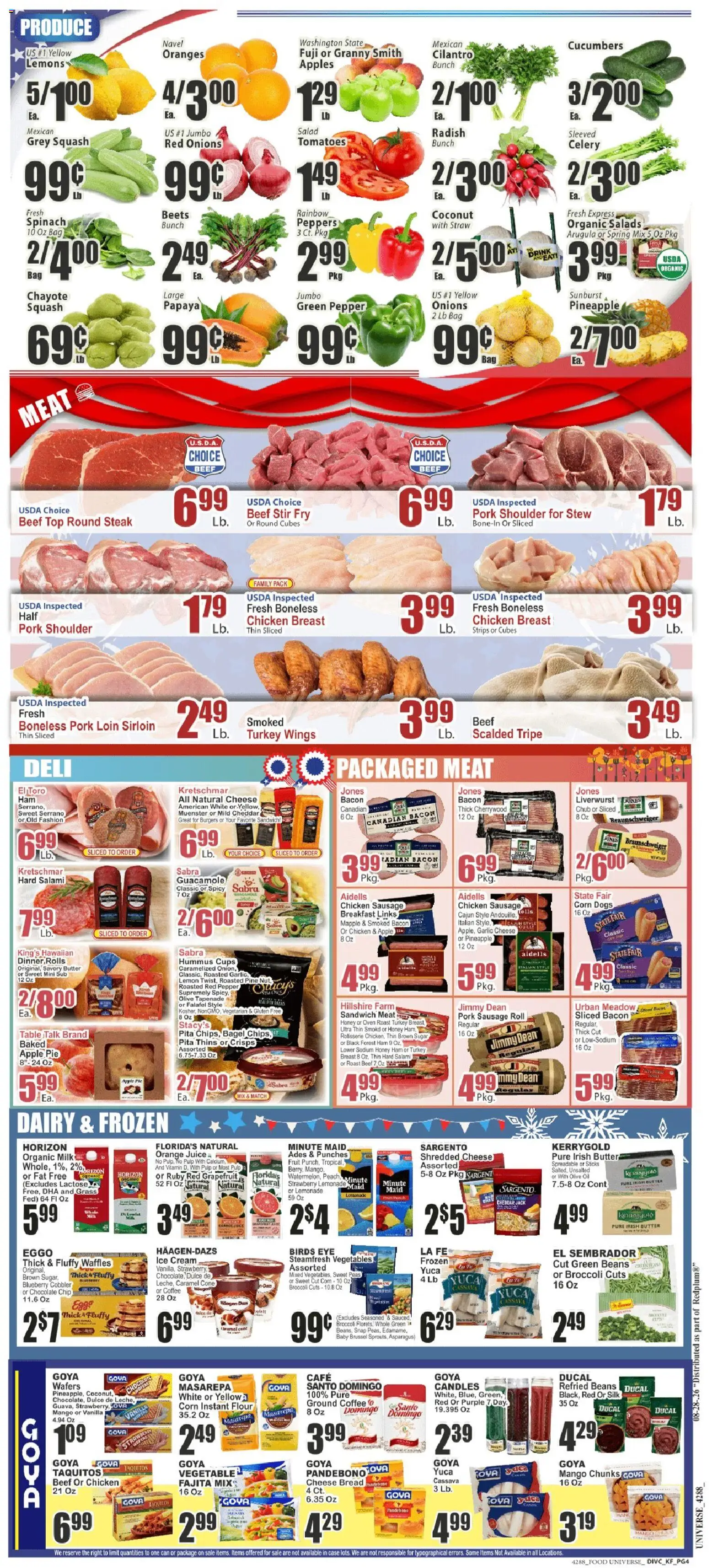 Food Universe Weekly Ad - valid from 08/28/2026 | Page: 4 | Products: Orange juice, Salad, Coconut, Beans
