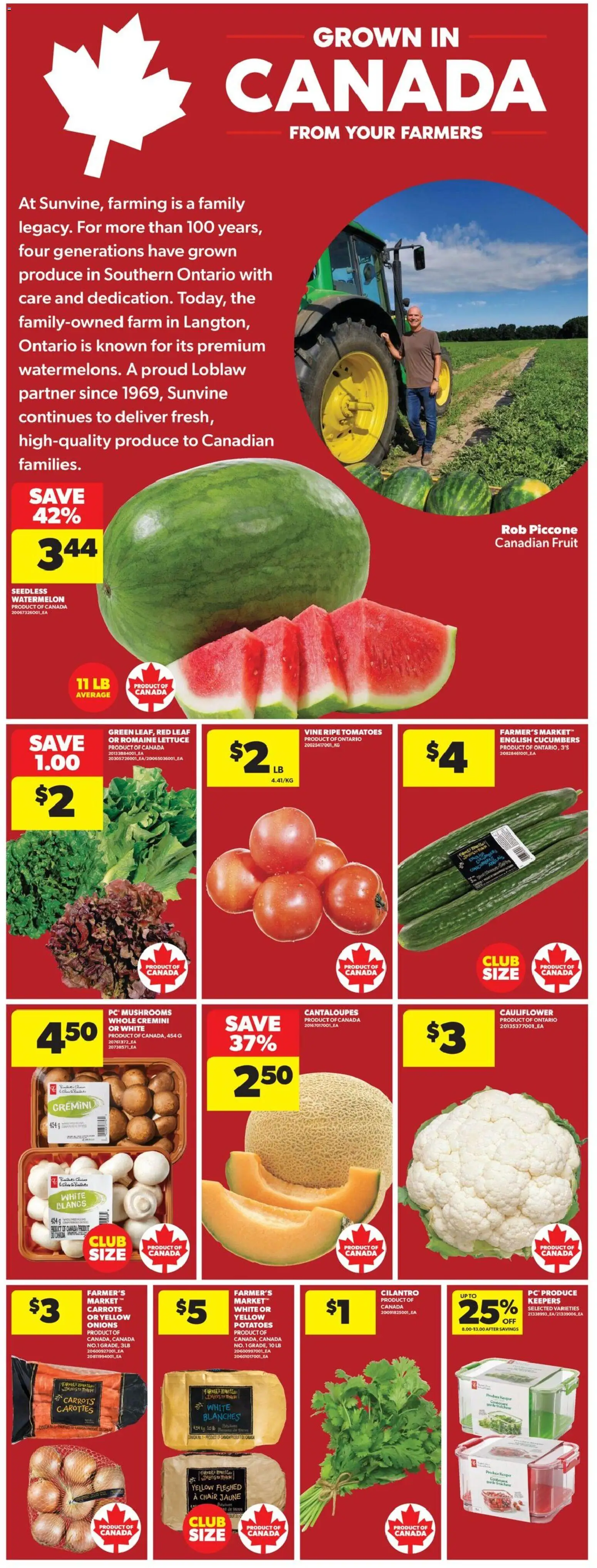 Real Canadian Superstore flyer valid from Sep 3, 2026 | Page: 12 | Products: Cucumbers, Potatoes, Seedless watermelon, Mushrooms