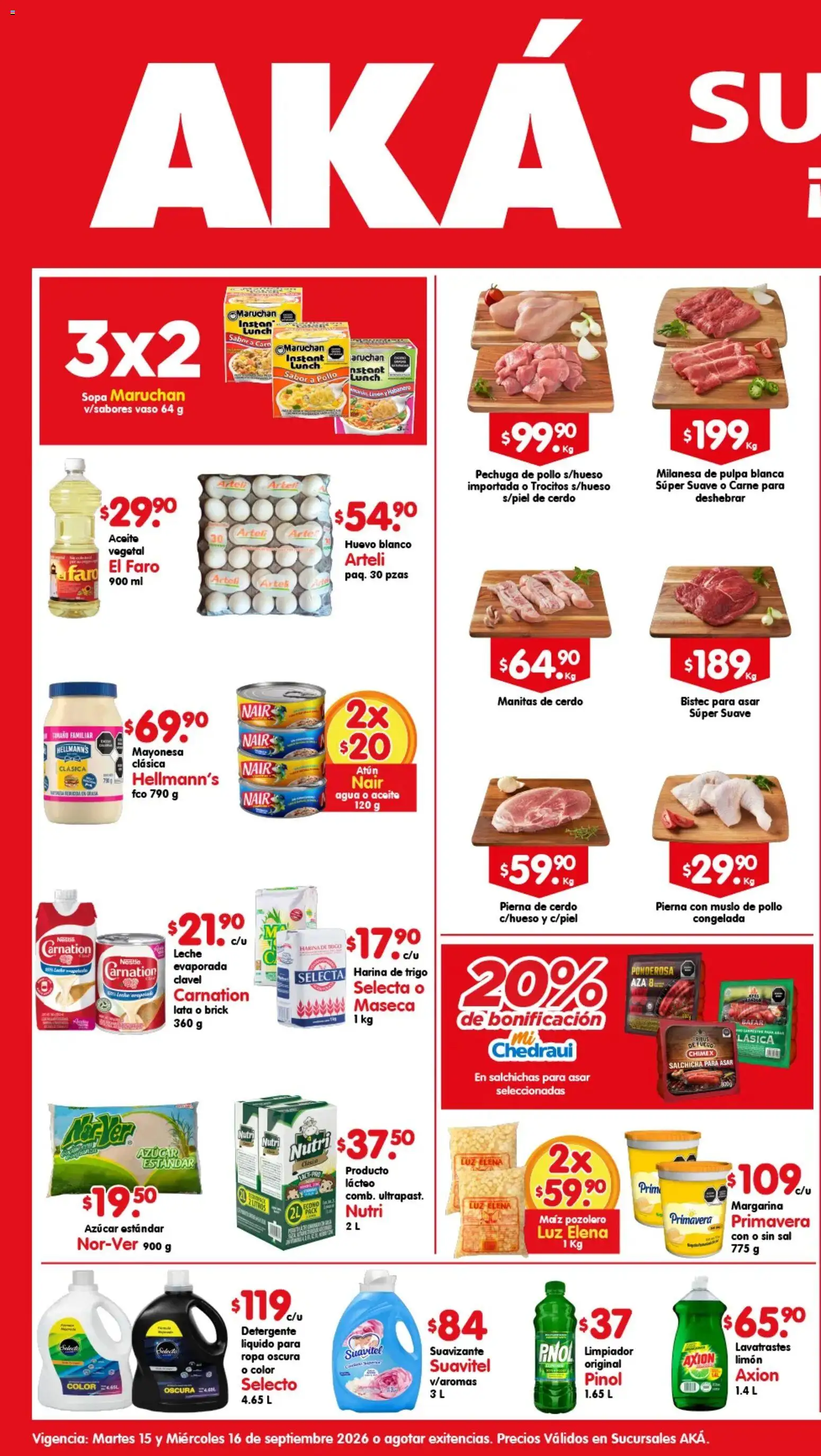 Nuevas ofertas de Arteli válidas en toda la República Mexicana desde el 15/09/2026. ¡Encuentra las mejores ofertas en Arteli folleto Aká Superbodegas! | Página: 1 | Productos: Harina, Bistec, Limón, Carne