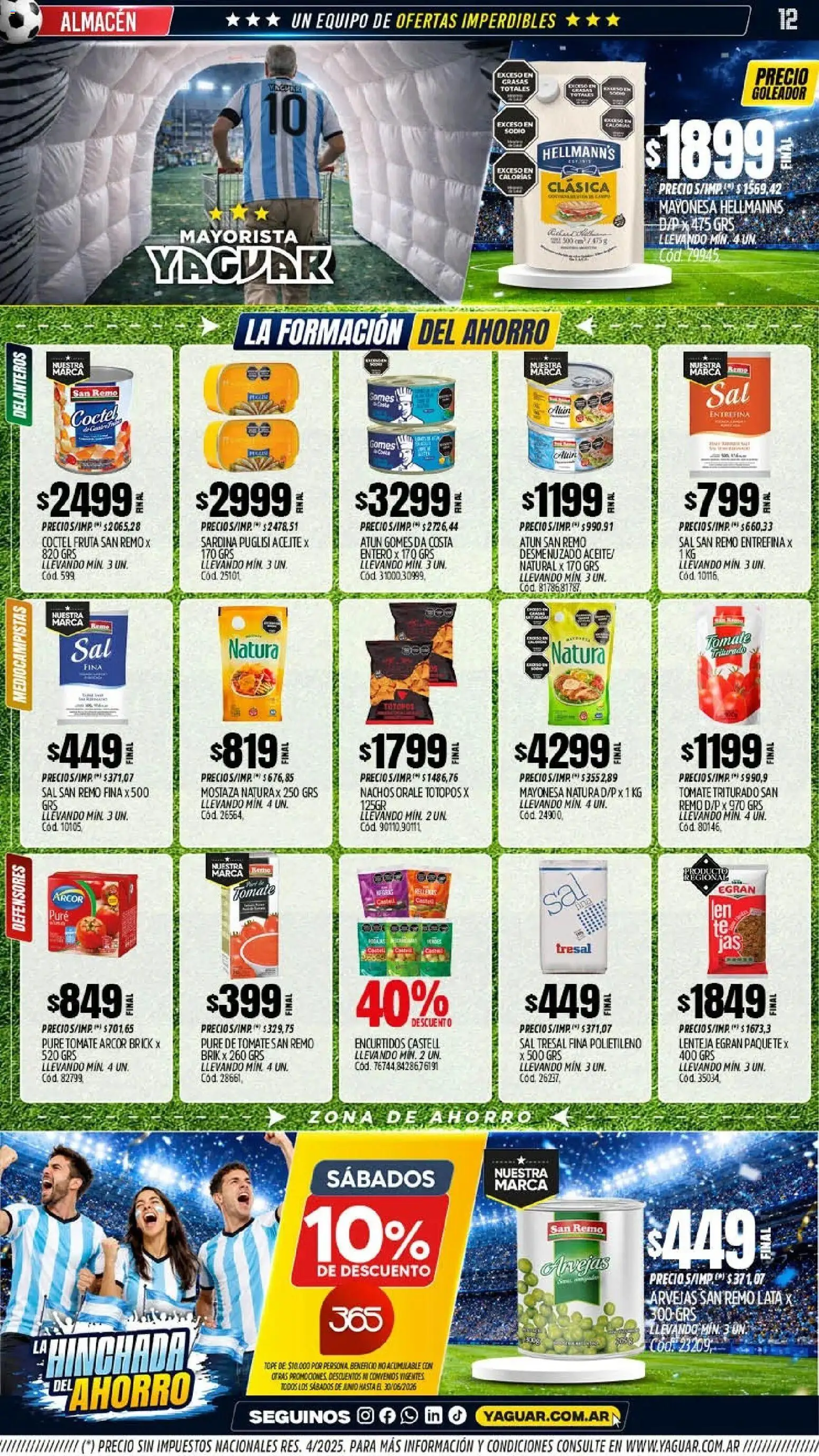 Yaguar - Oferta Semanal Córdoba │ válido desde el 08.06.2026 | Página: 12 | Productos: Aceite, Atún, Tomate, Pure de Tomate