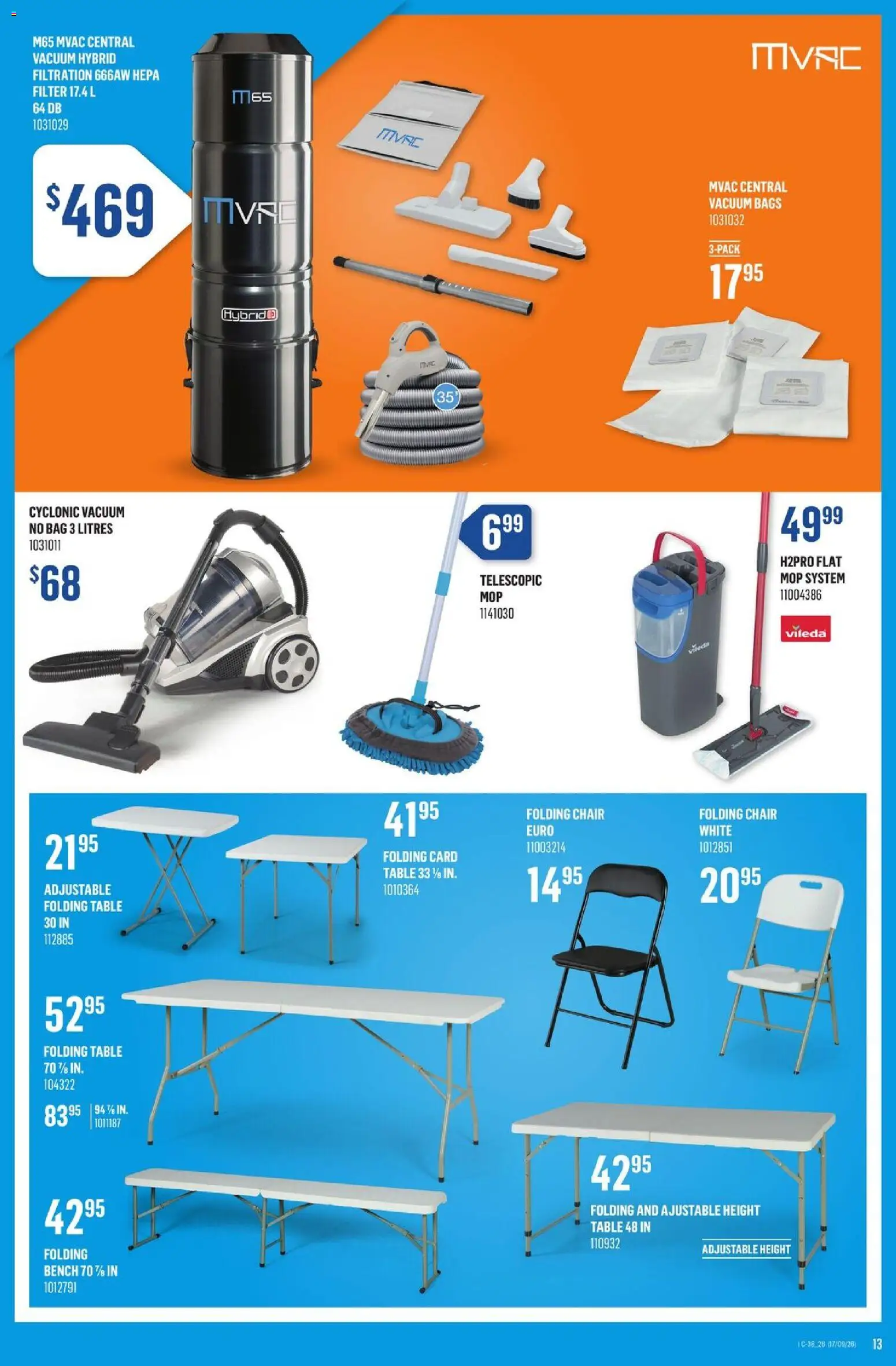 Canac flyer valid from Sep 17, 2026 | Page: 13 | Products: Mop, Bag, Vacuum bags, Chair