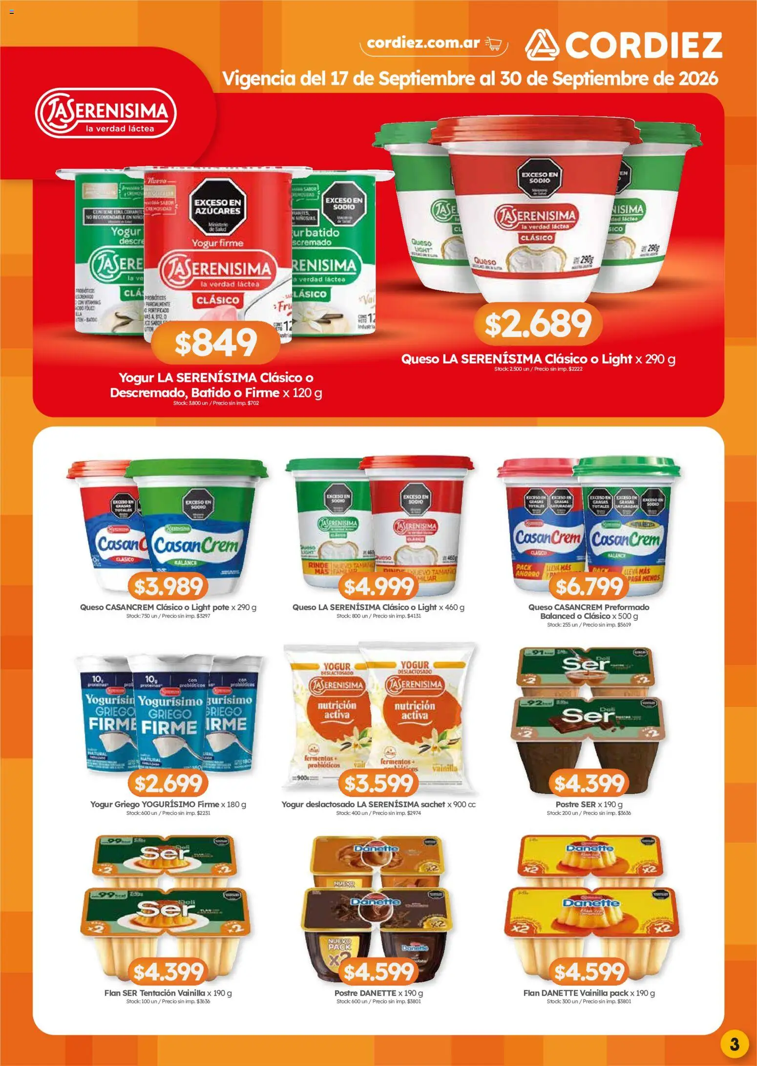Cordiez - Marcas destacadas │ válido desde el 17/09/2026 | Página: 3 | Productos: Vainilla, Probióticos, Yogur, Postre
