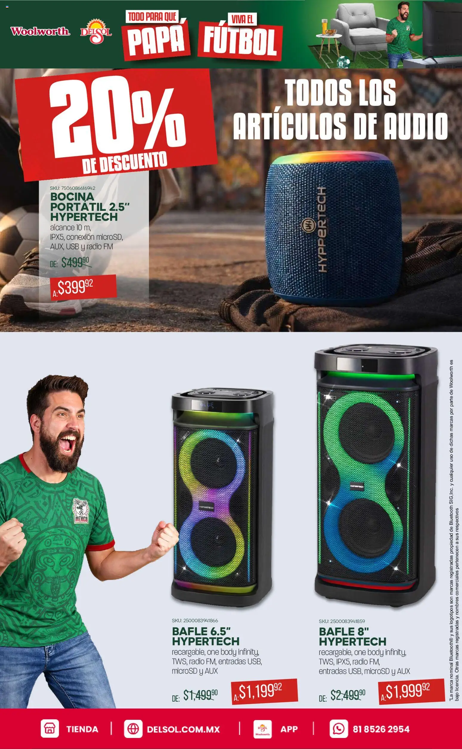 Nuevas ofertas de Del Sol y Woolworth válidas en toda la República Mexicana desde el 15.06.2026. ¡Encuentra las mejores ofertas en Del Sol y Woolworth catálogo! | Página: 5 | Productos: Usb, Radio, Bocina, Body