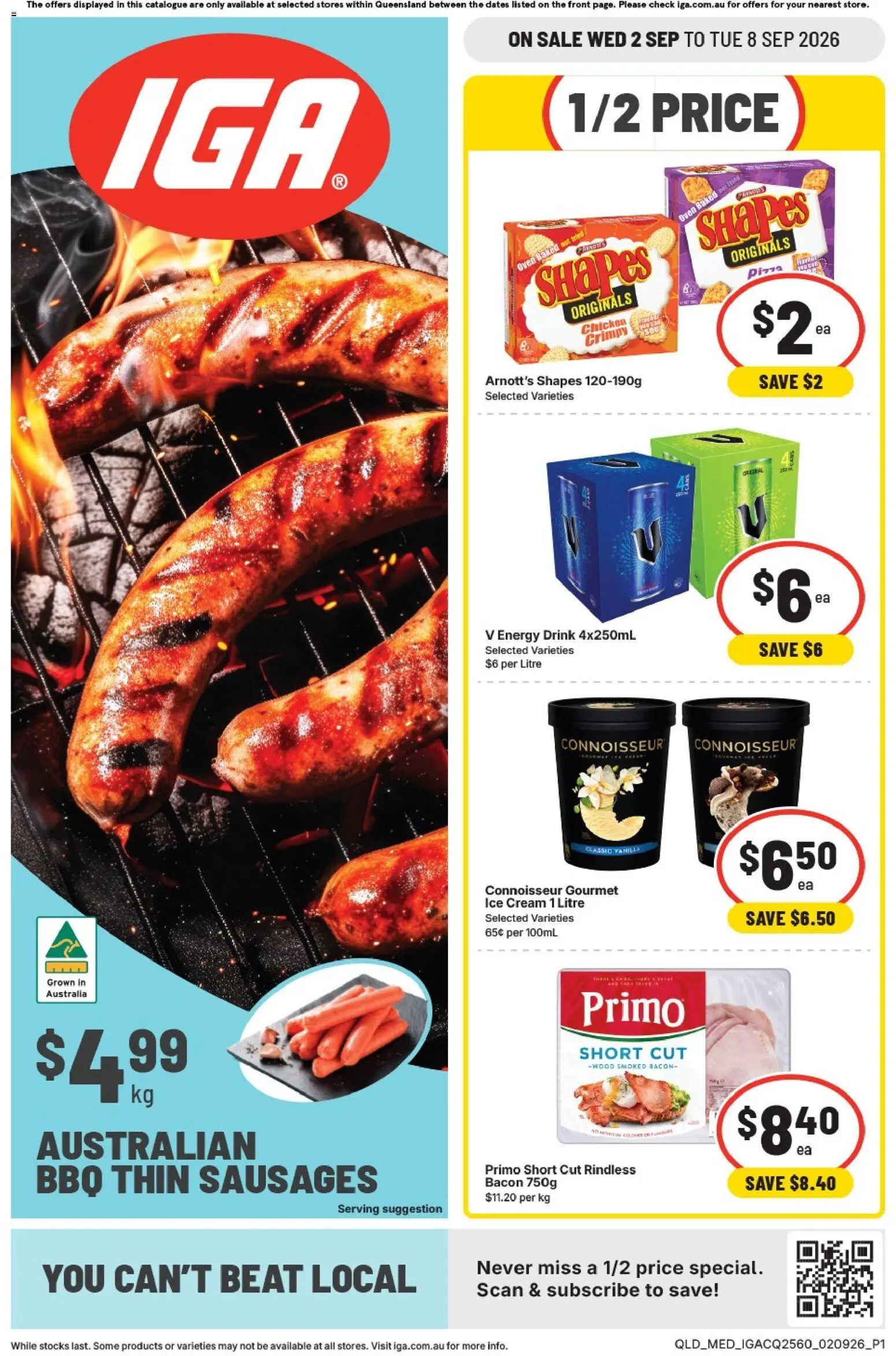 IGA catalogue - valid from 02/09/2026 | Page: 1 | Products: Bacon, Energy drink, Ice cream, Oven