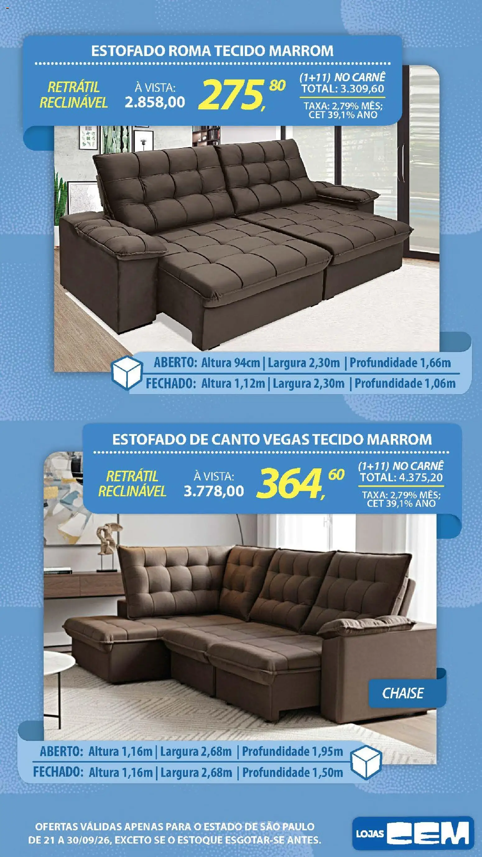 Lojas Cem Folheto - válido de 21/09/2026 | Página: 11 | Produtos: Tecido, Carne, Romã