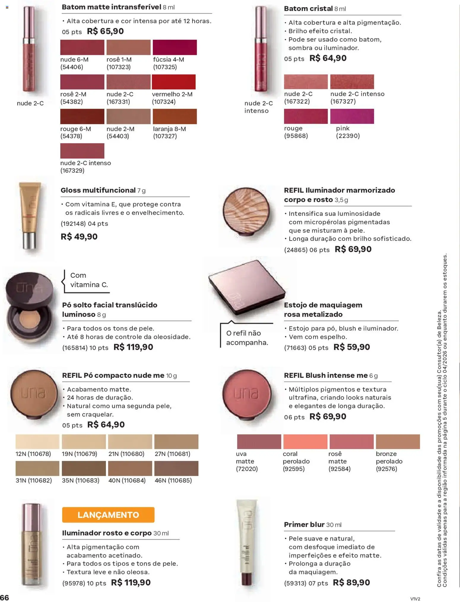 Natura Folheto - válido de 19.02.2026 | Página: 66 | Produtos: Maquiagem, Blush, Multifuncional, Iluminador