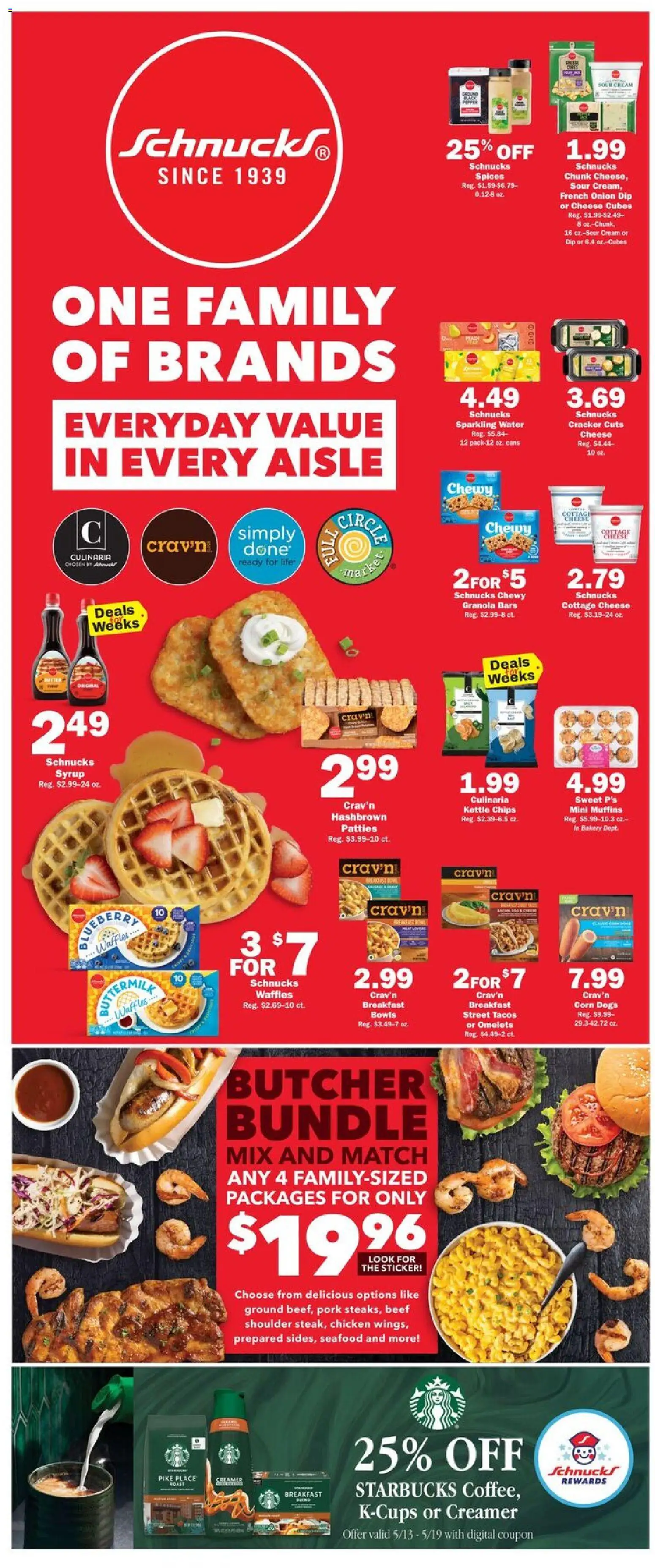 Schnucks Weekly Print Ad - IL - valid from 13.05.2026 | Page: 2 | Products: Pork, Chips, Cottage cheese, Seafood