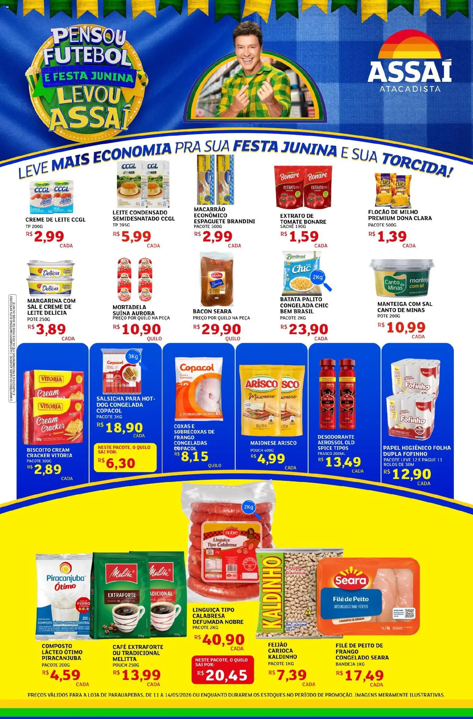 Assaí Atacadista Folheto - válido de 11.05.2026 | Página: 1 | Produtos: Mortadela, Creme, Bandeja, Batata