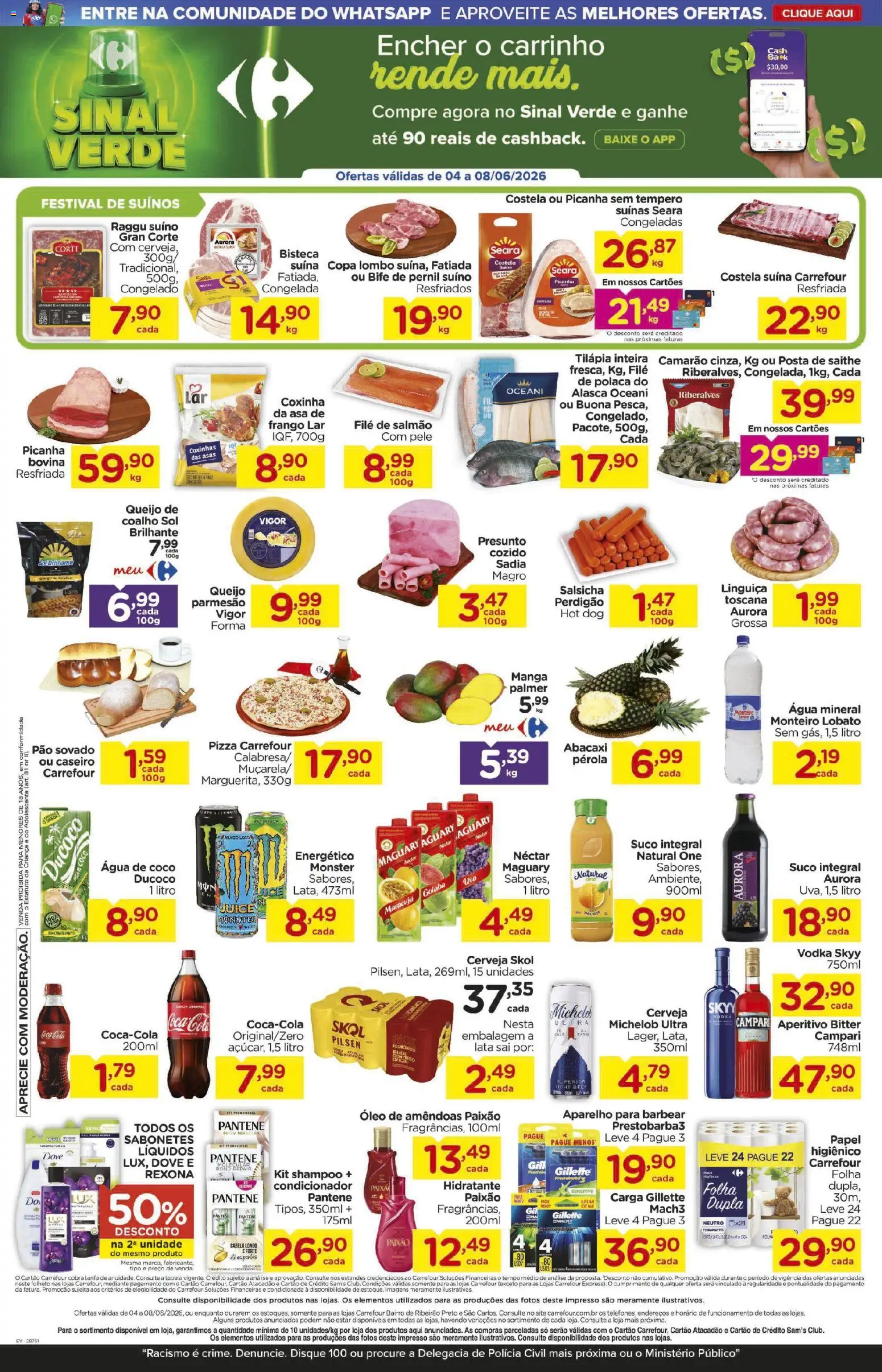 Carrefour Bairro Folheto - válido de 04.06.2026 | Página: 2 | Produtos: Queijo, Cerveja, Vodka, Queijo parmesão