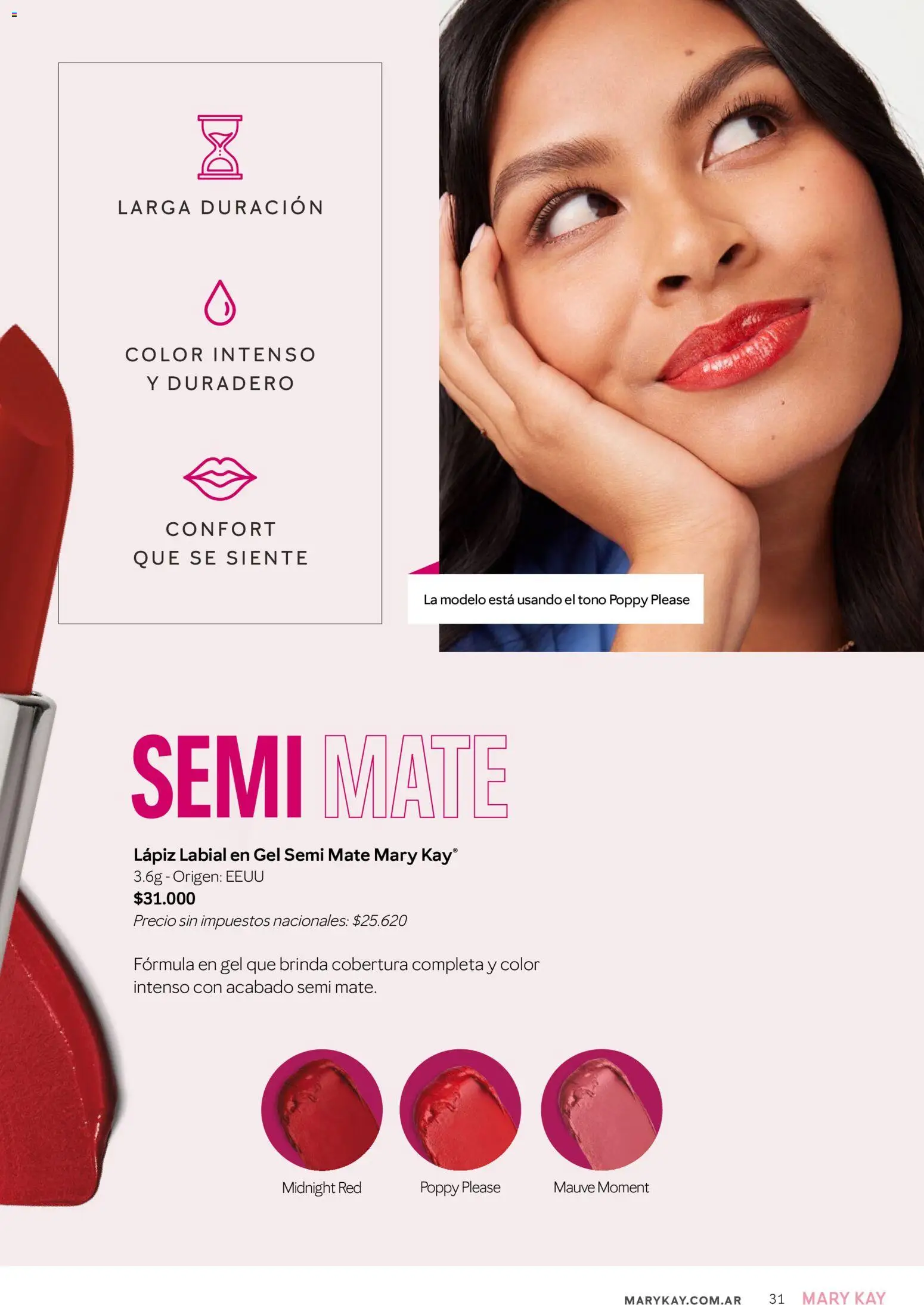 Mary Kay - Catálogo │ válido desde el 01/09/2026 | Página: 31 | Productos: Mate, Lápiz labial